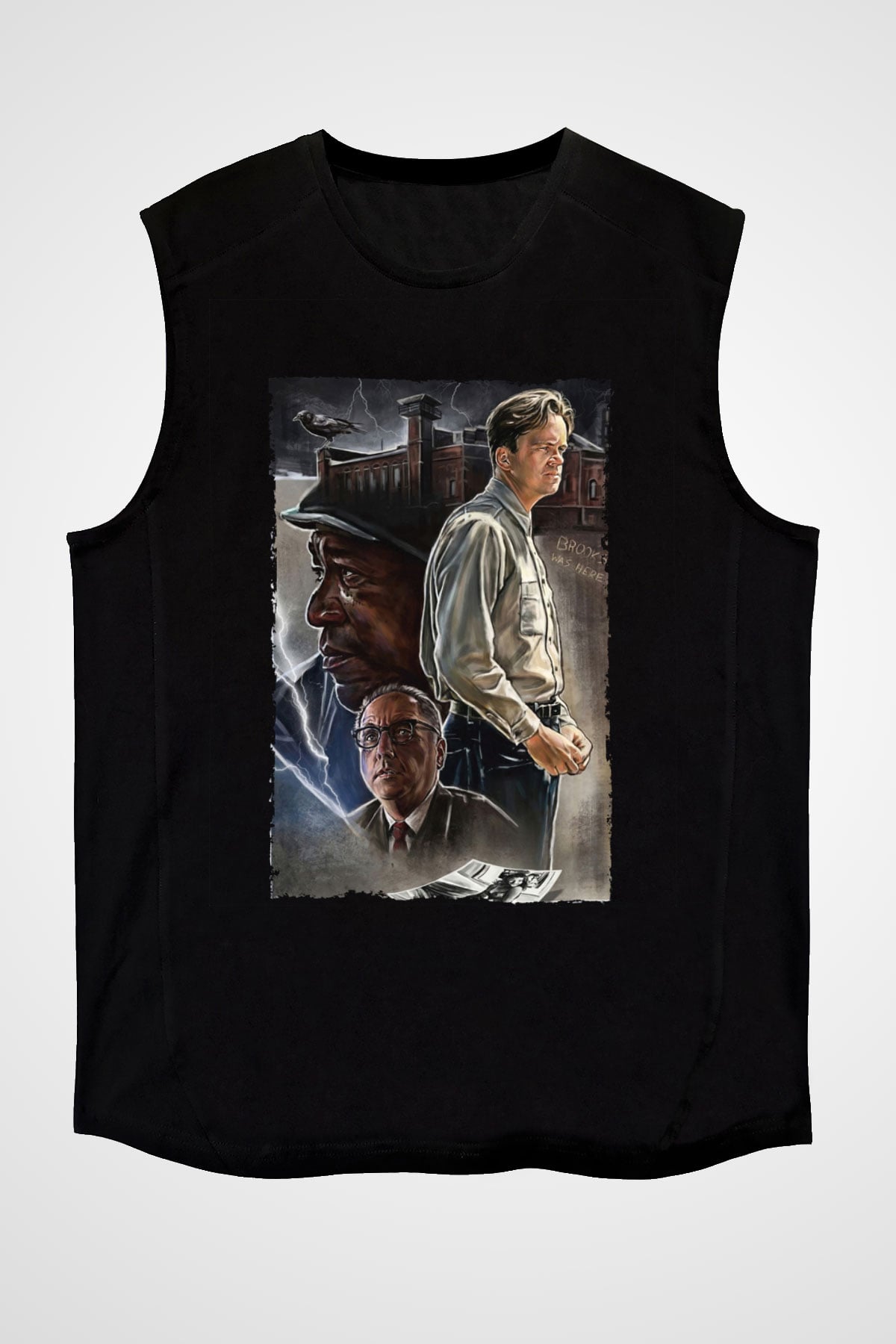 Unisex Esaretin Bedeli (The Shawshank Redemption) Baskılı Siyah Kolsuz T-shirt
