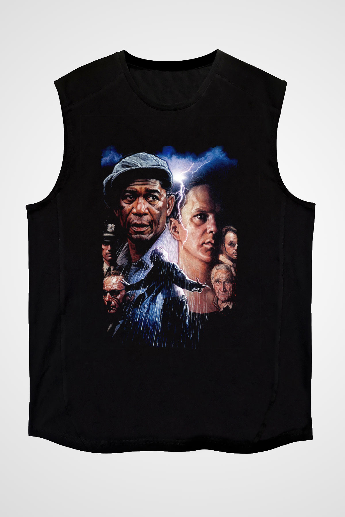 Unisex Esaretin Bedeli (The Shawshank Redemption) Baskılı Siyah Kolsuz Tshirt