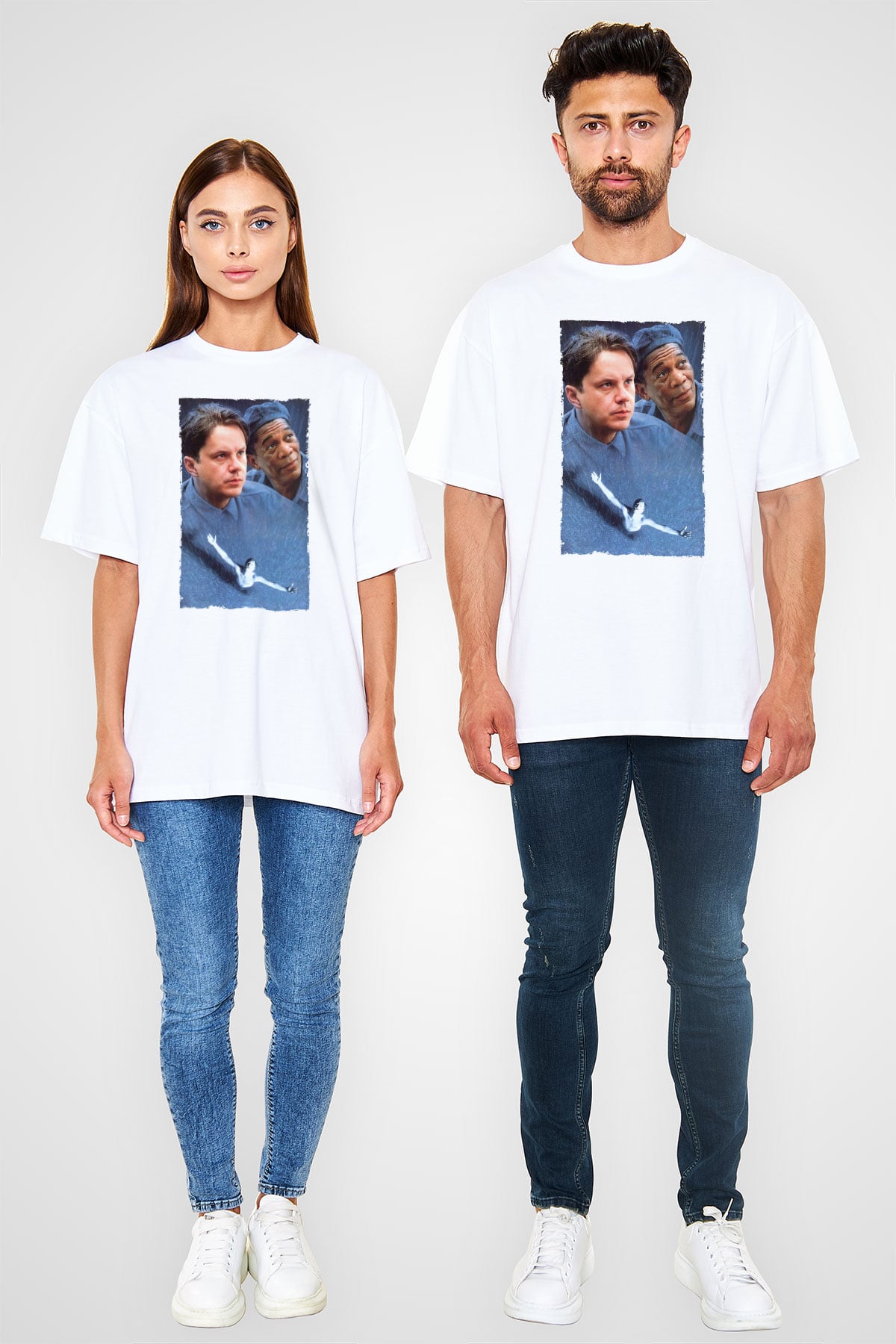 Unisex Esaretin Bedeli (The Shawshank Redemption) Baskılı Beyaz Oversize Tişört