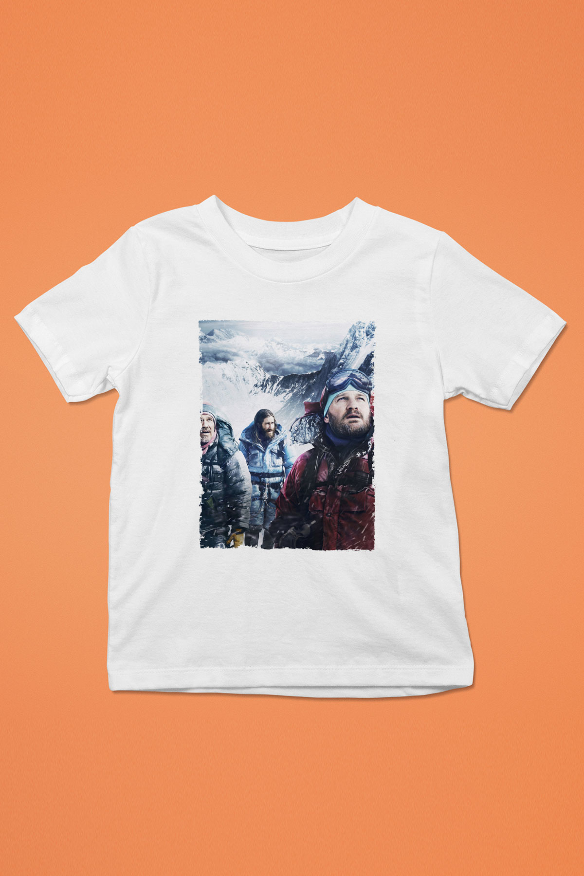 Unisex Everest Dağı Baskılı Beyaz Çocuk Tshirt