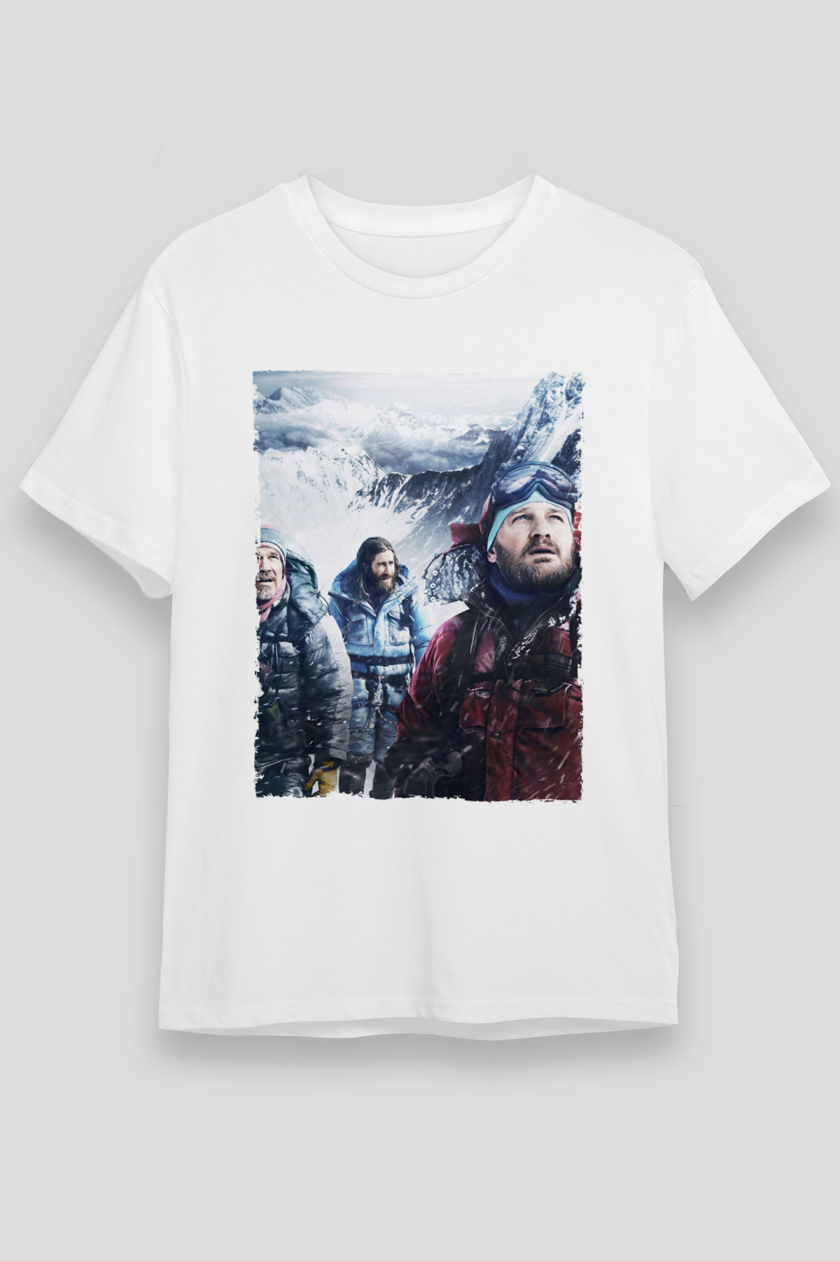 Unisex Everest Dağı Baskılı Beyaz Tshirt