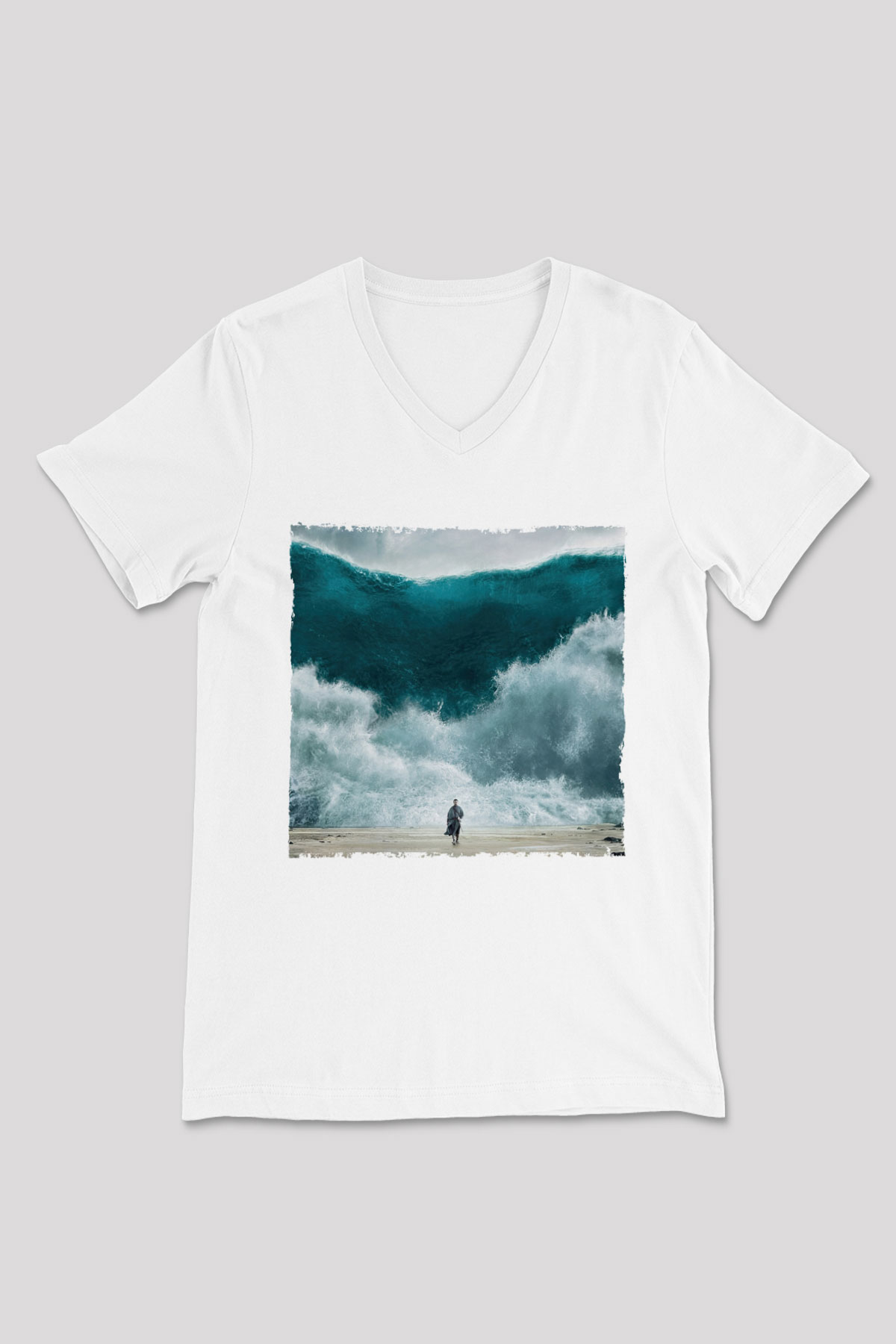 Unisex Exodus Gods and Kings Baskılı Beyaz V Yaka Tshirt