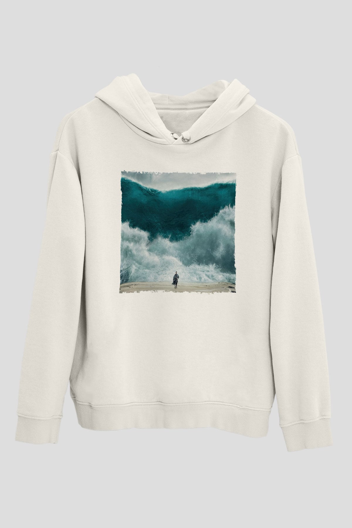 Unisex Exodus Gods and Kings Baskılı Beyaz Kapüşonlu Sweatshirt