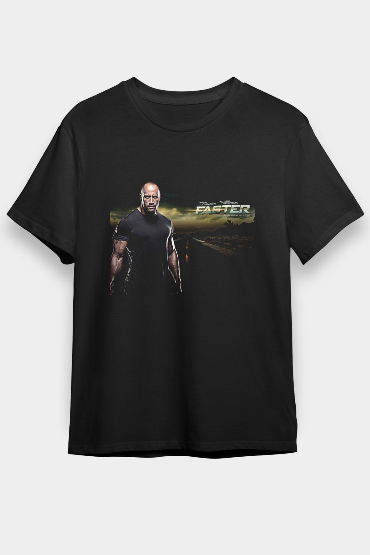 Unisex Faster Baskılı Siyah Tişört