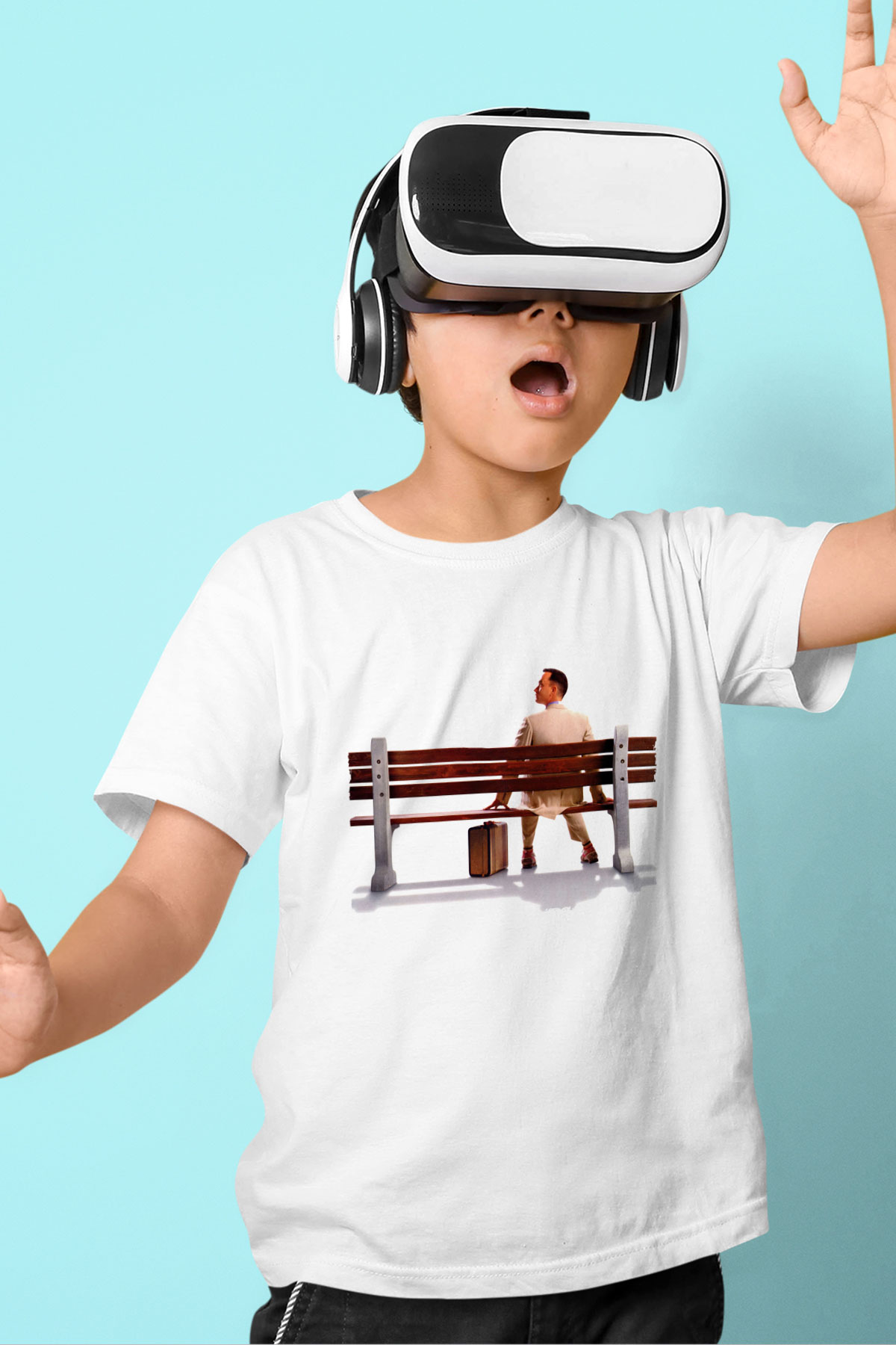 Unisex Forrest Gump Baskılı Beyaz Çocuk Tişört