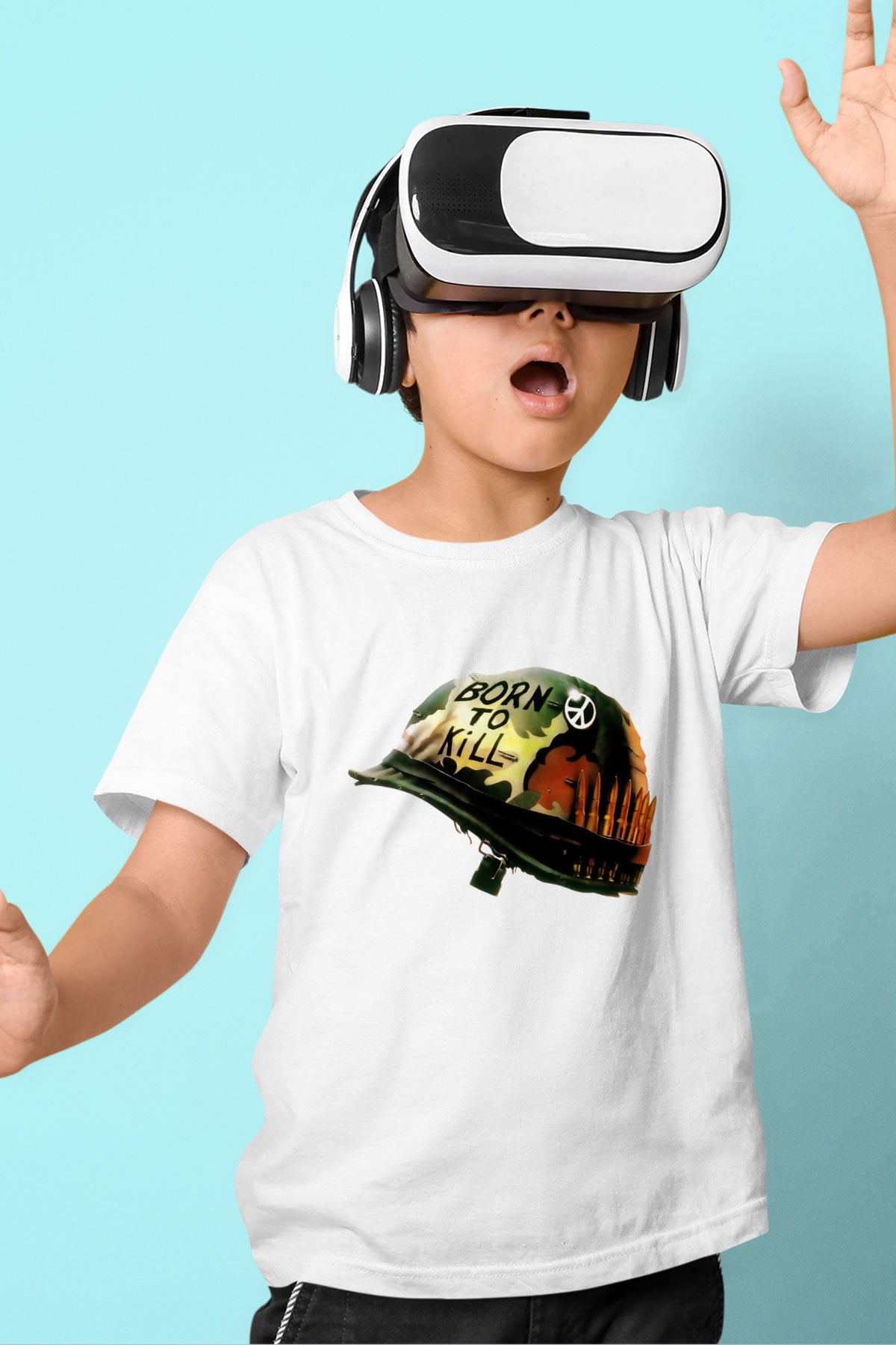 Unisex Full Metal Jacket Baskılı Beyaz Çocuk Tişört