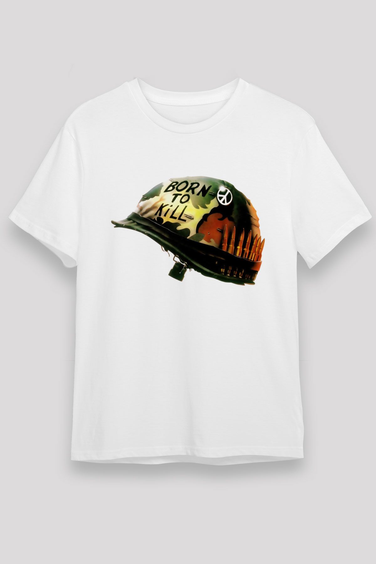 Unisex Full Metal Jacket Baskılı Beyaz Tişört