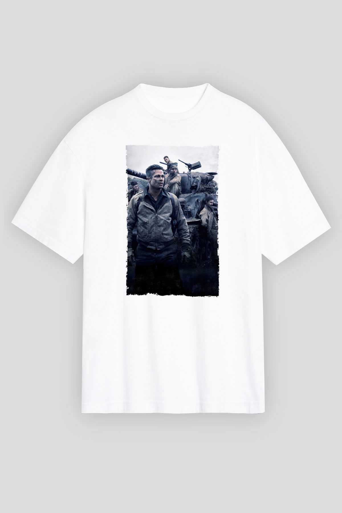 Unisex Fury Baskılı Beyaz Oversize Oversize T-shirt