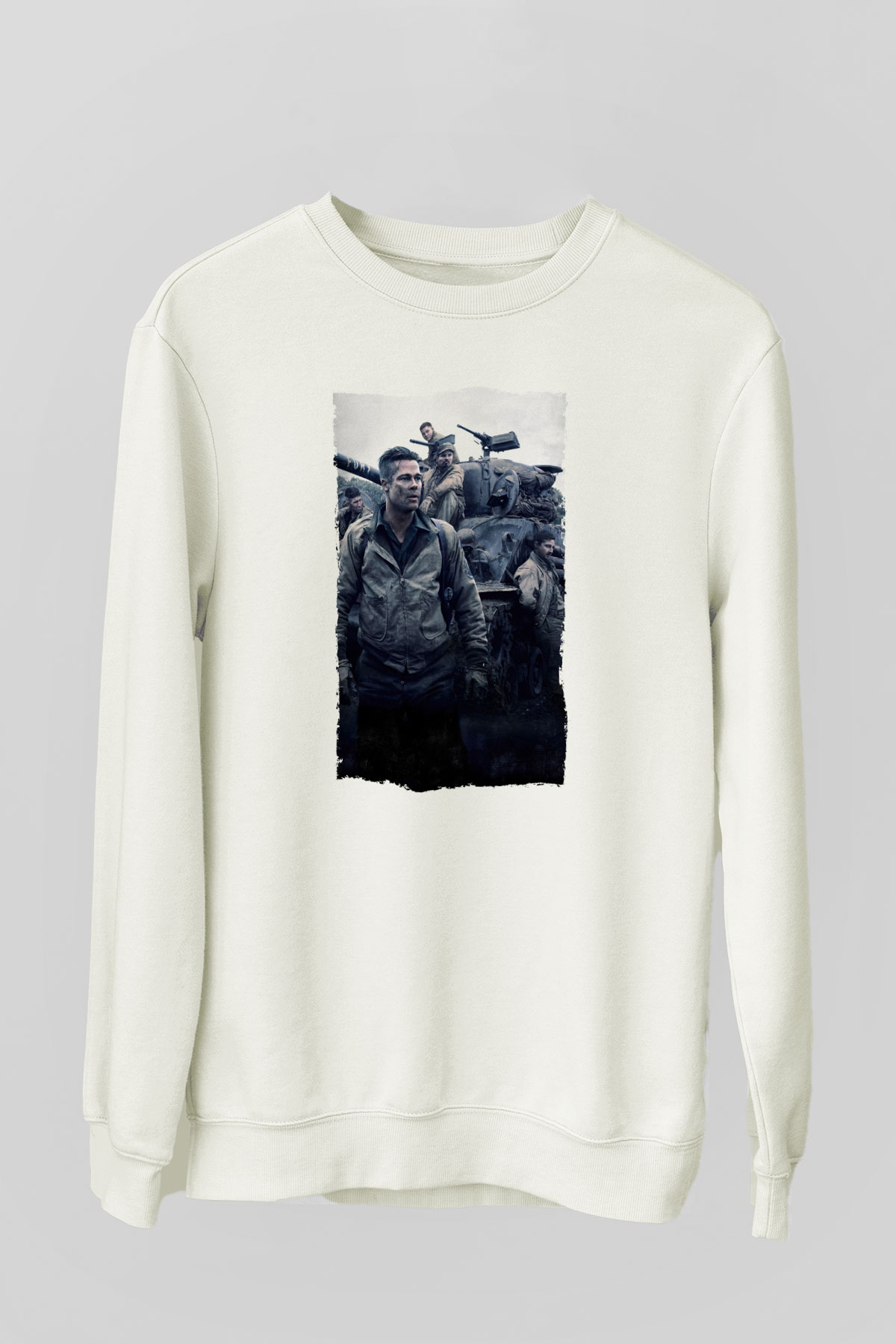 Unisex Fury Baskılı Beyaz Sweatshirt