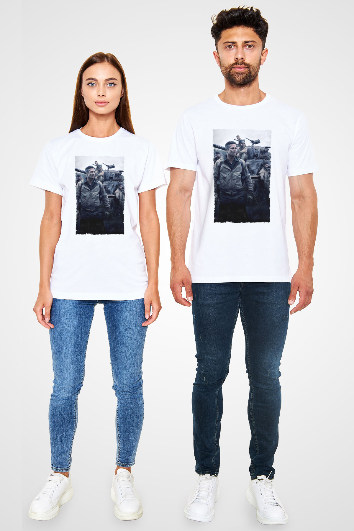 Unisex Fury Baskılı Beyaz Tshirt