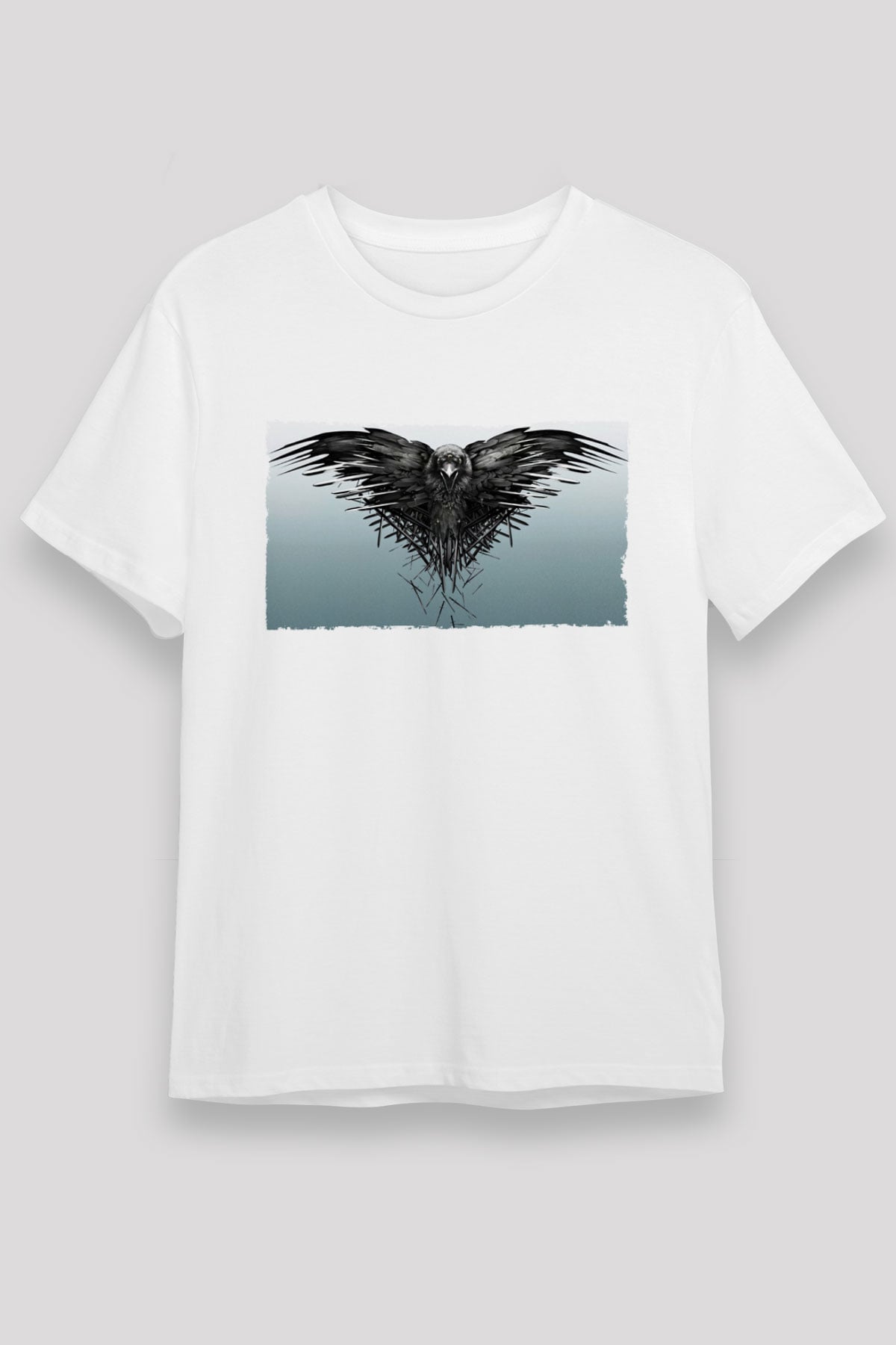 Unisex Game of Thrones Baskılı Beyaz Tshirt