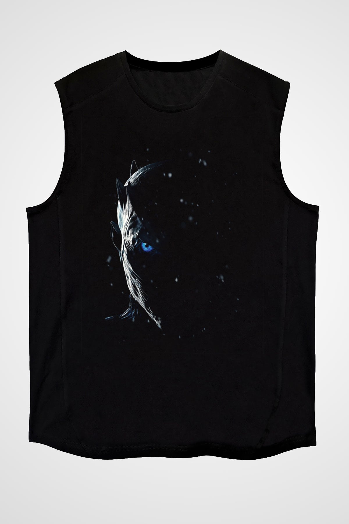 Unisex Game of Thrones Baskılı Siyah Unisex Kolsuz T-shirt