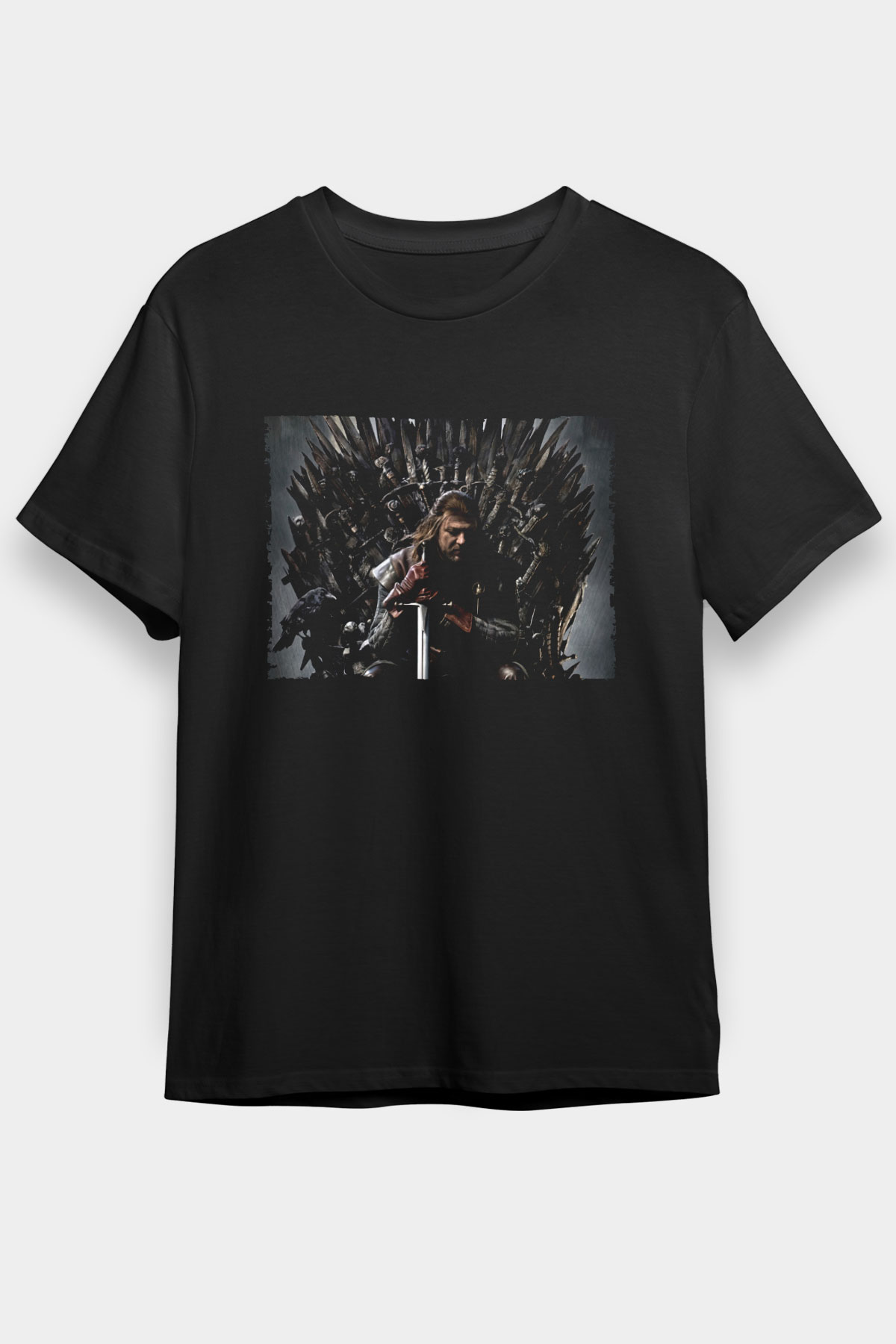 Unisex Game of Thrones Baskılı Siyah Unisex Tshirt