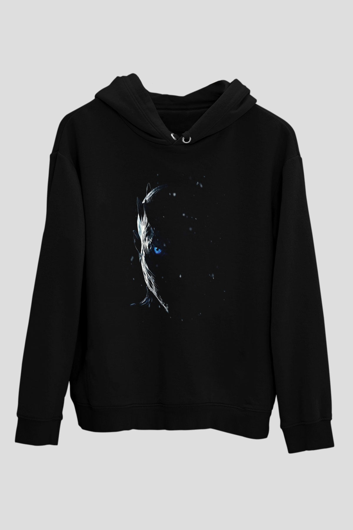 Unisex Game of Thrones Baskılı Siyah Unisex Kapüşonlu Sweatshirt