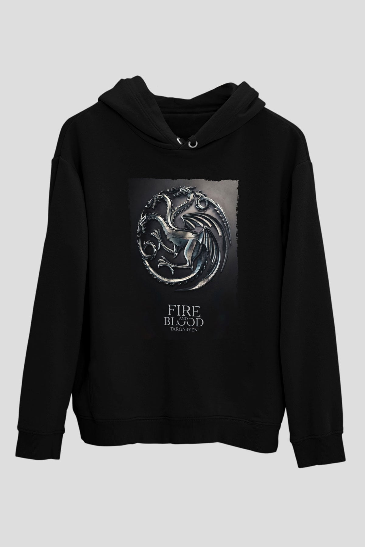 Unisex Game of Thrones Siyah Unisex Kapüşonlu Sweatshirt