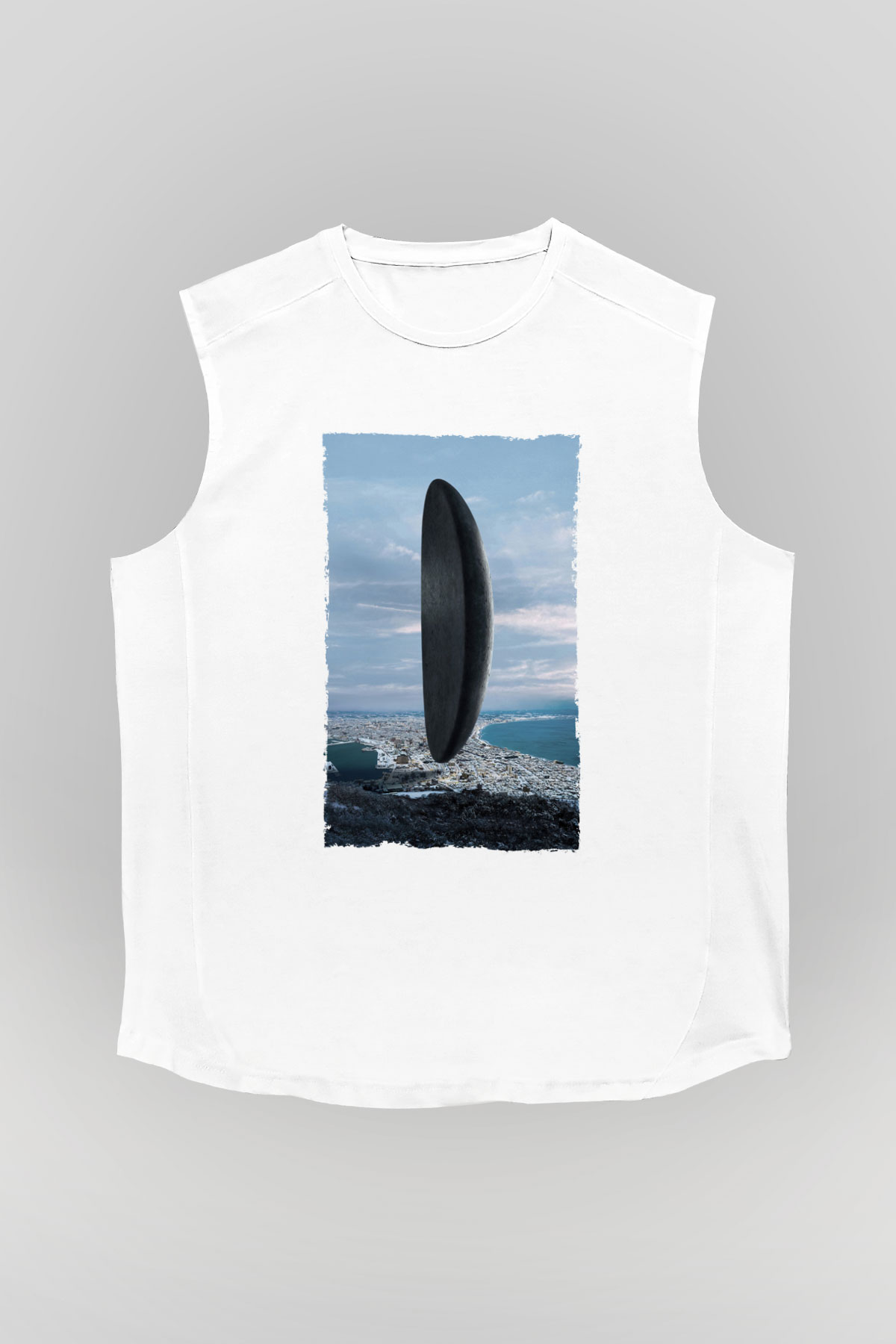 Unisex Geliş Arrival Baskılı Beyaz Kolsuz Tshirt