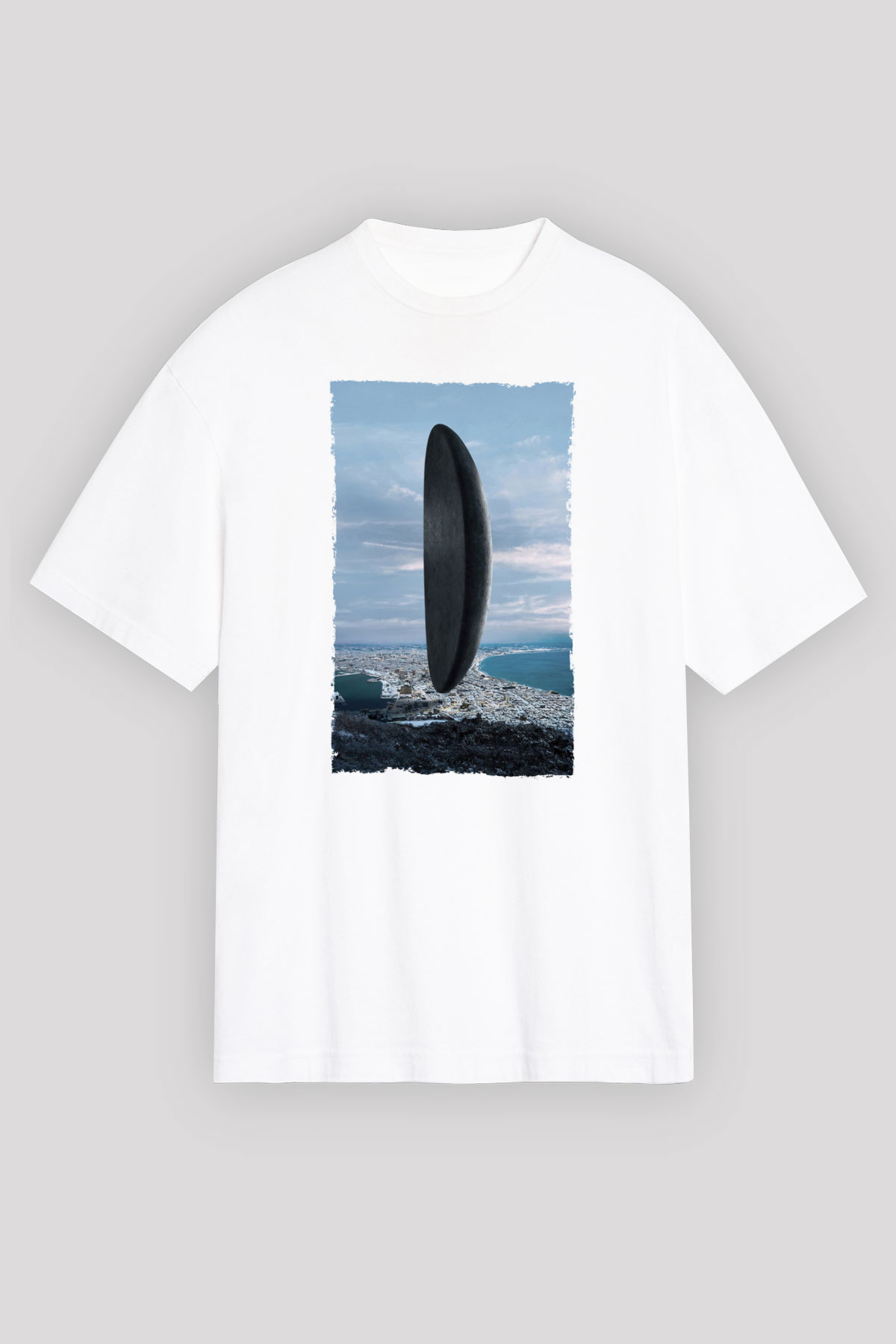 Unisex Geliş Arrival Baskılı Beyaz Oversize Oversize T-shirt