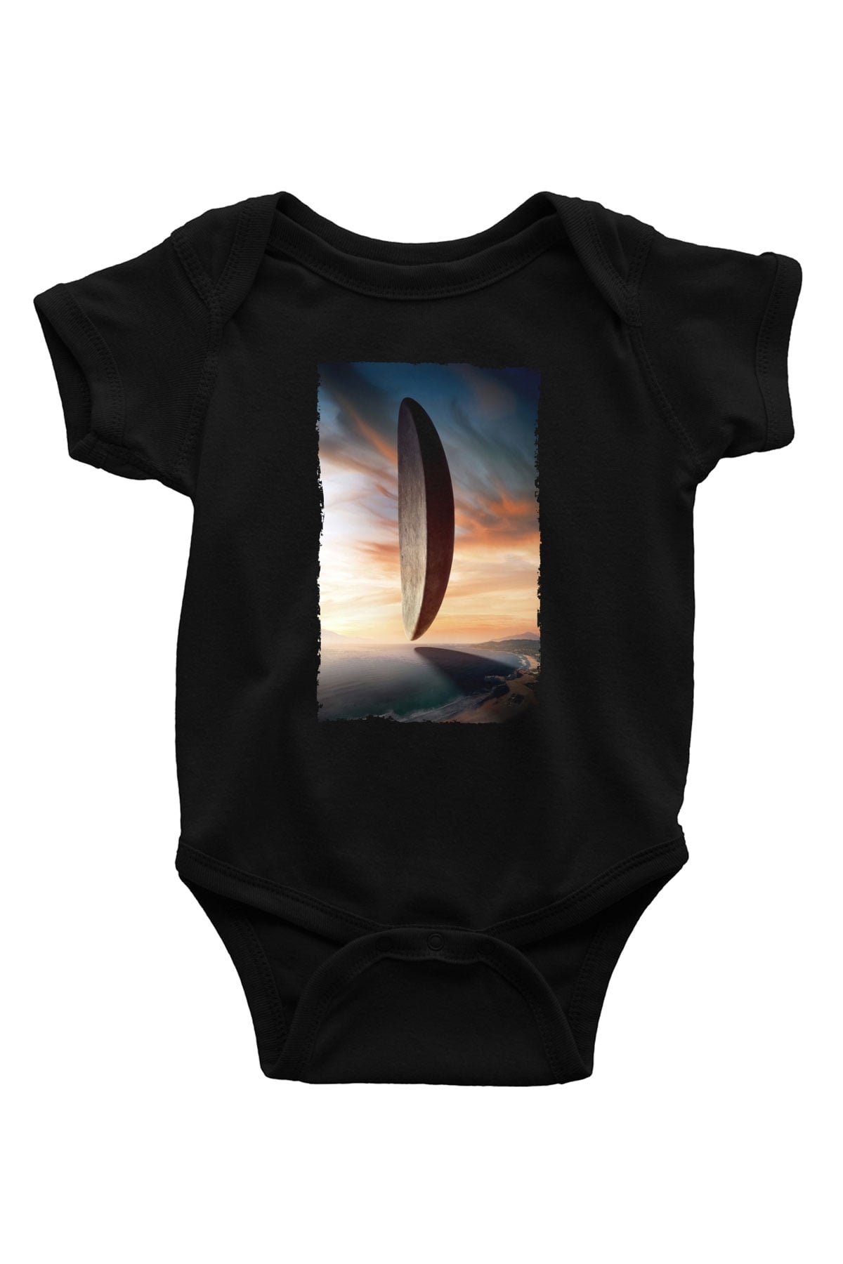 Unisex Geliş (Arrival) Baskılı Siyah Bebek Body - Zıbın