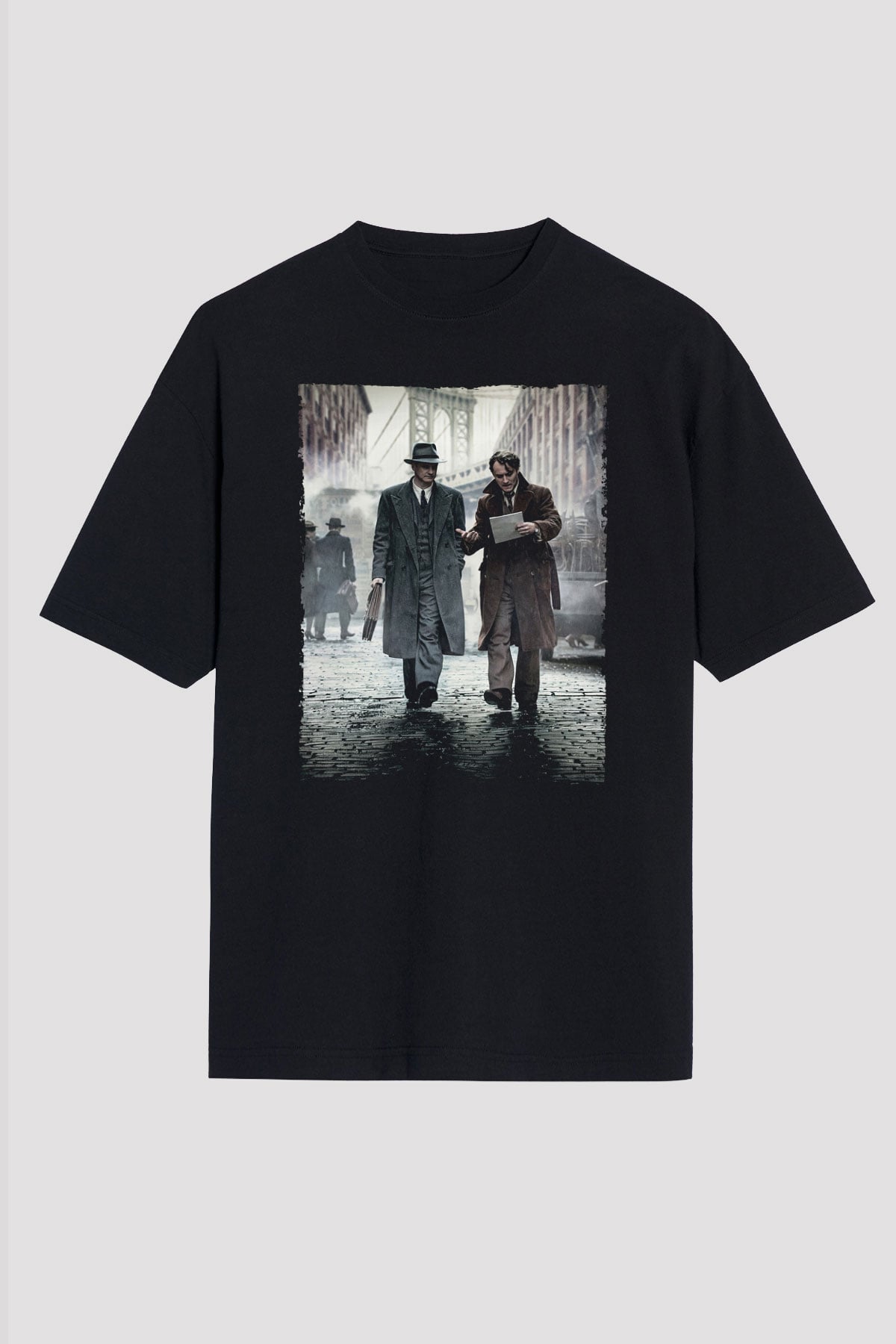 Unisex Genius Baskılı Siyah Oversize Tshirt