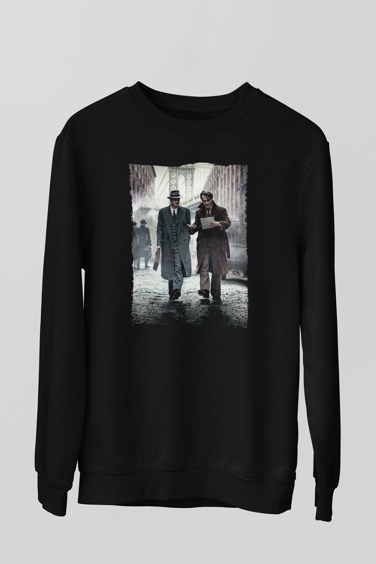 Unisex Genius Baskılı Siyah Sweatshirt