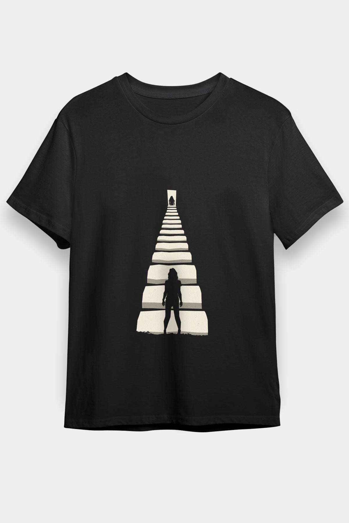 Unisex Gizli Gerçek (Run) Baskılı Siyah Tshirt