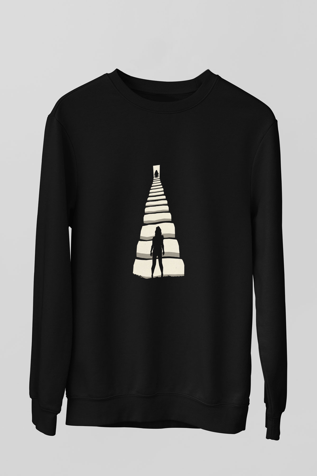 Unisex Gizli Gerçek (Run) Baskılı Siyah Sweatshirt