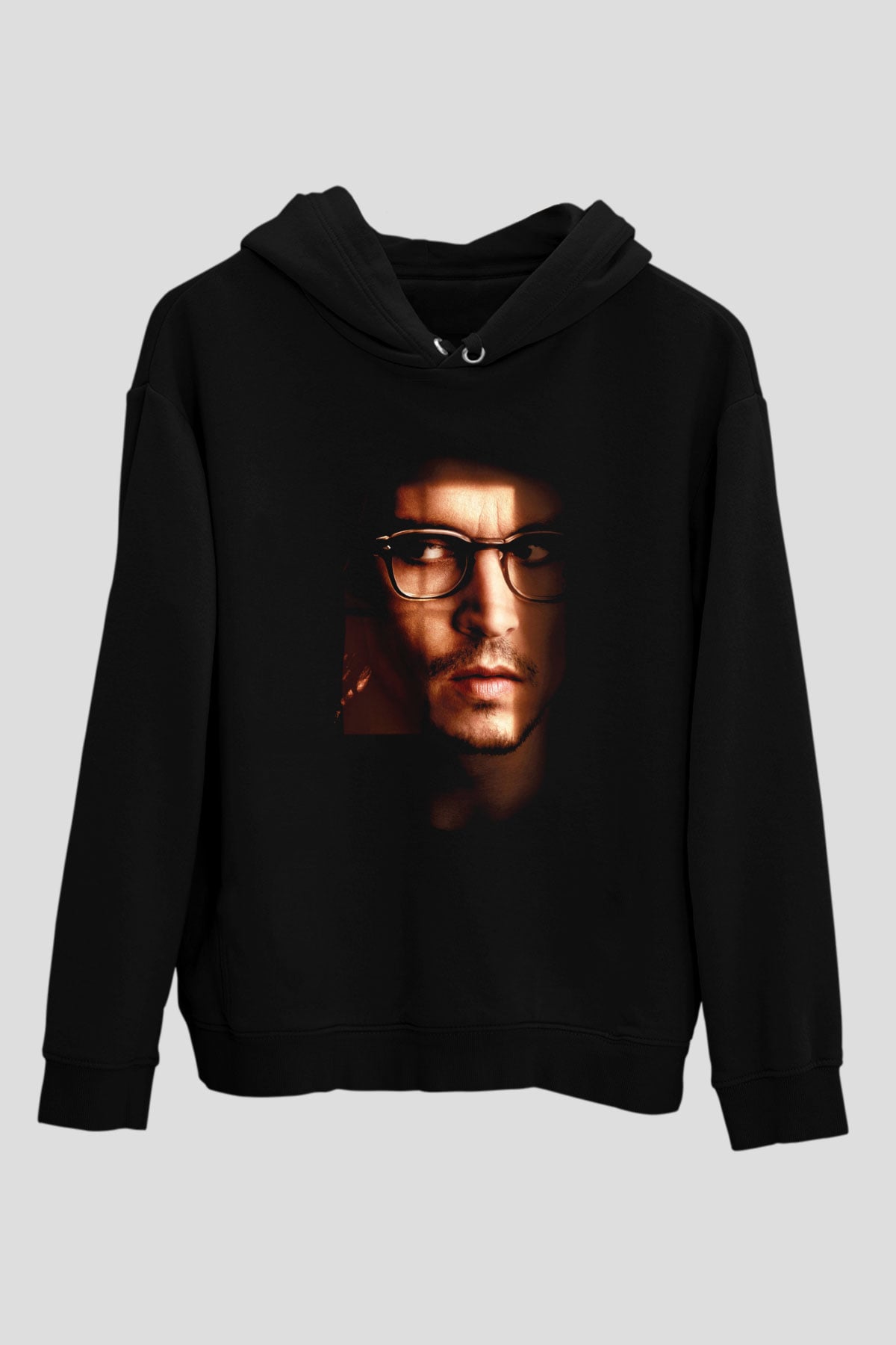 Unisex Gizli Pencere (Secret Window) Baskılı Siyah Kapüşonlu Sweatshirt