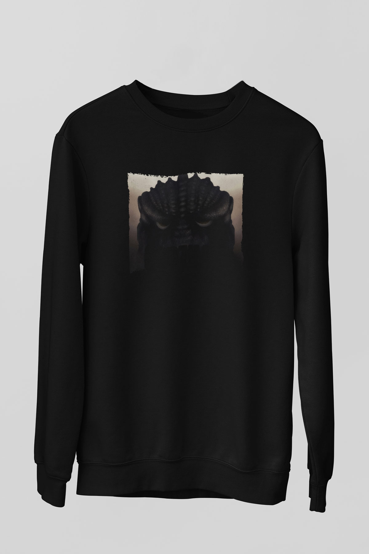 Unisex Godzilla Baskılı Siyah Sweatshirt