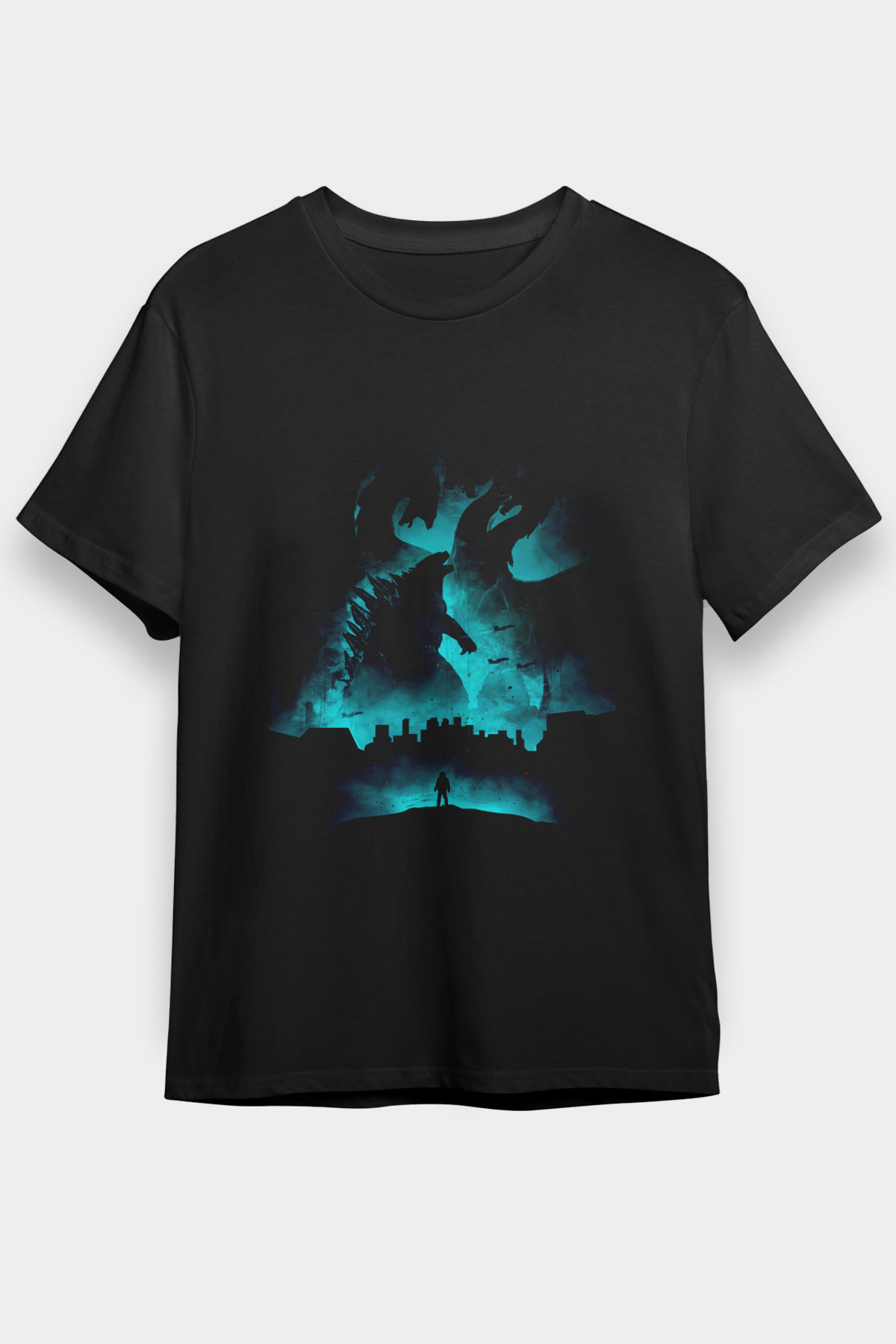 Unisex Godzilla II Canavarlar Kralı (Godzilla King of the Monsters) Baskılı Siyah T-Shirt