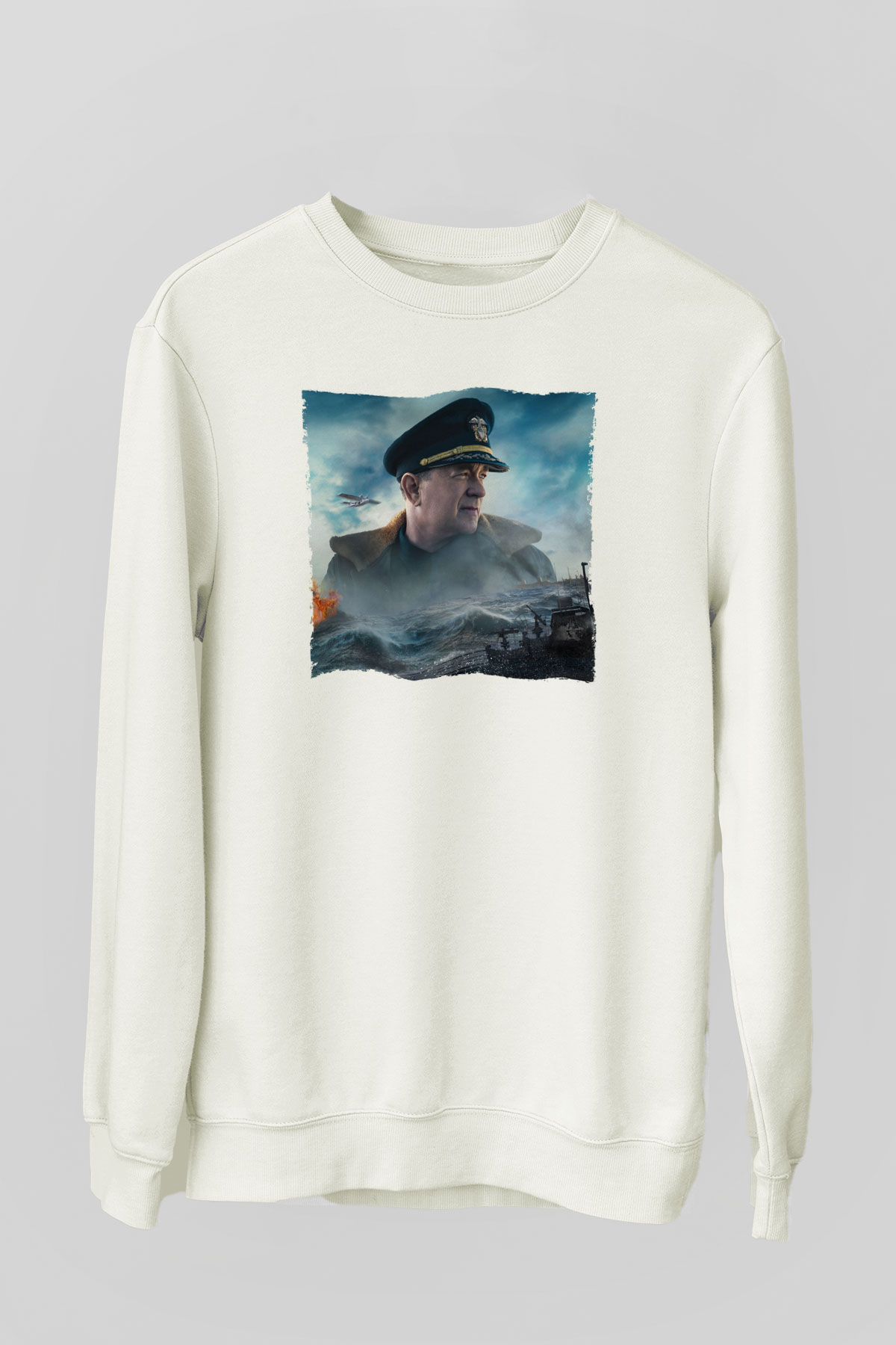 Unisex Greyhound Baskılı Beyaz Sweatshirt