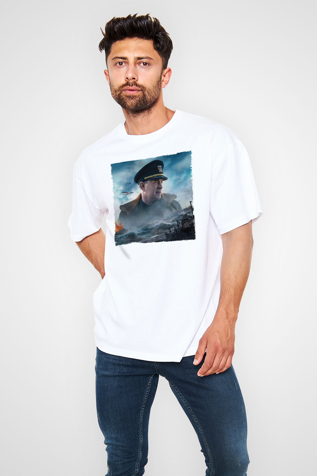 Unisex Greyhound Baskılı Beyaz T-shirt