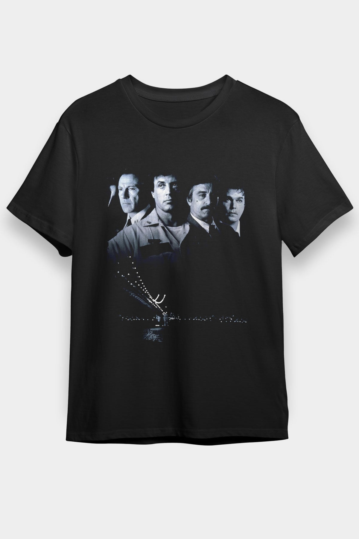 Unisex Güçlüler Bölgesi (Cop Land) Baskılı Siyah T-shirt