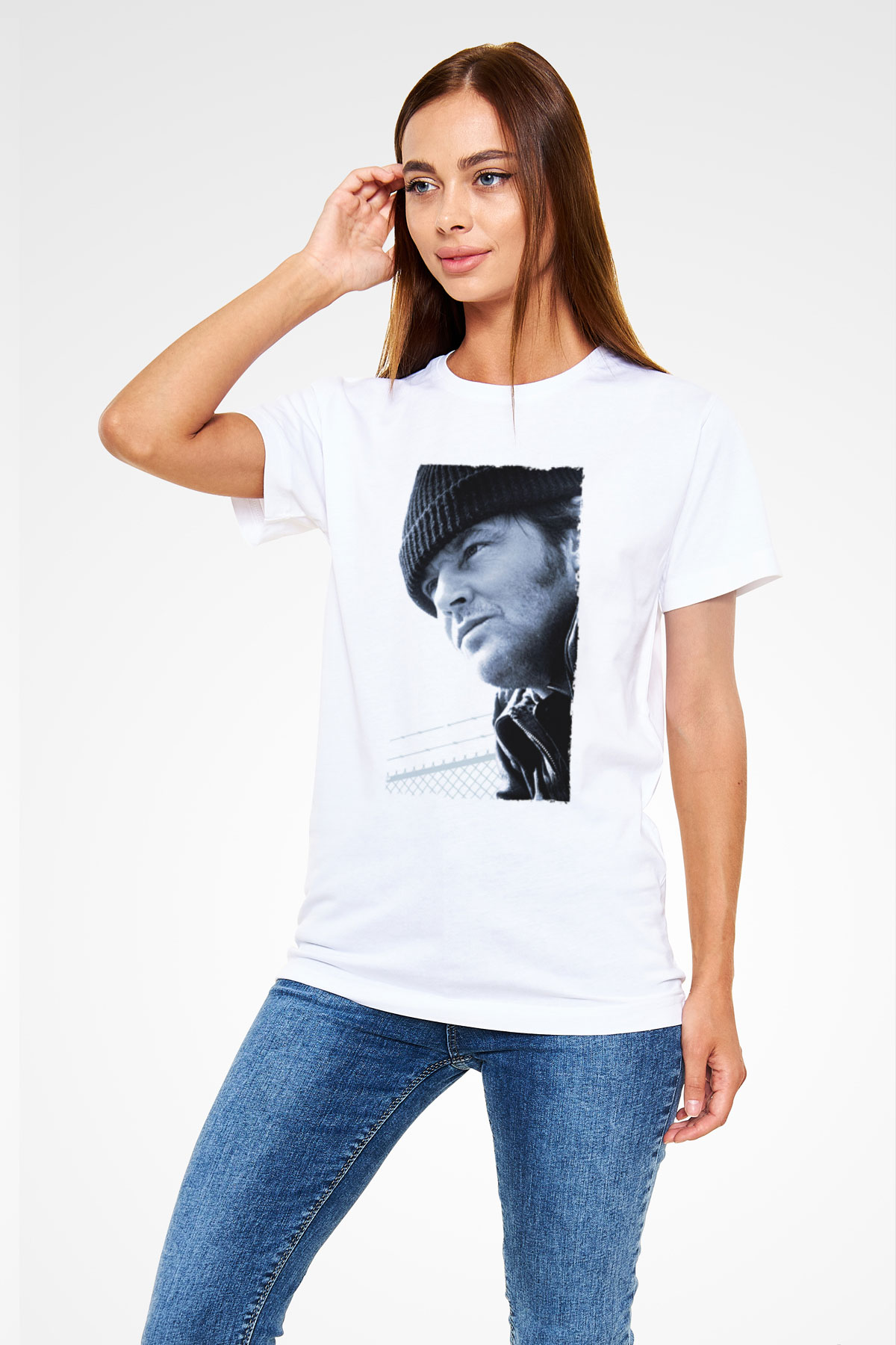 Unisex Guguk Kuşu (One Flew Over the Cuckoo's Nest) Baskılı Beyaz Tshirt