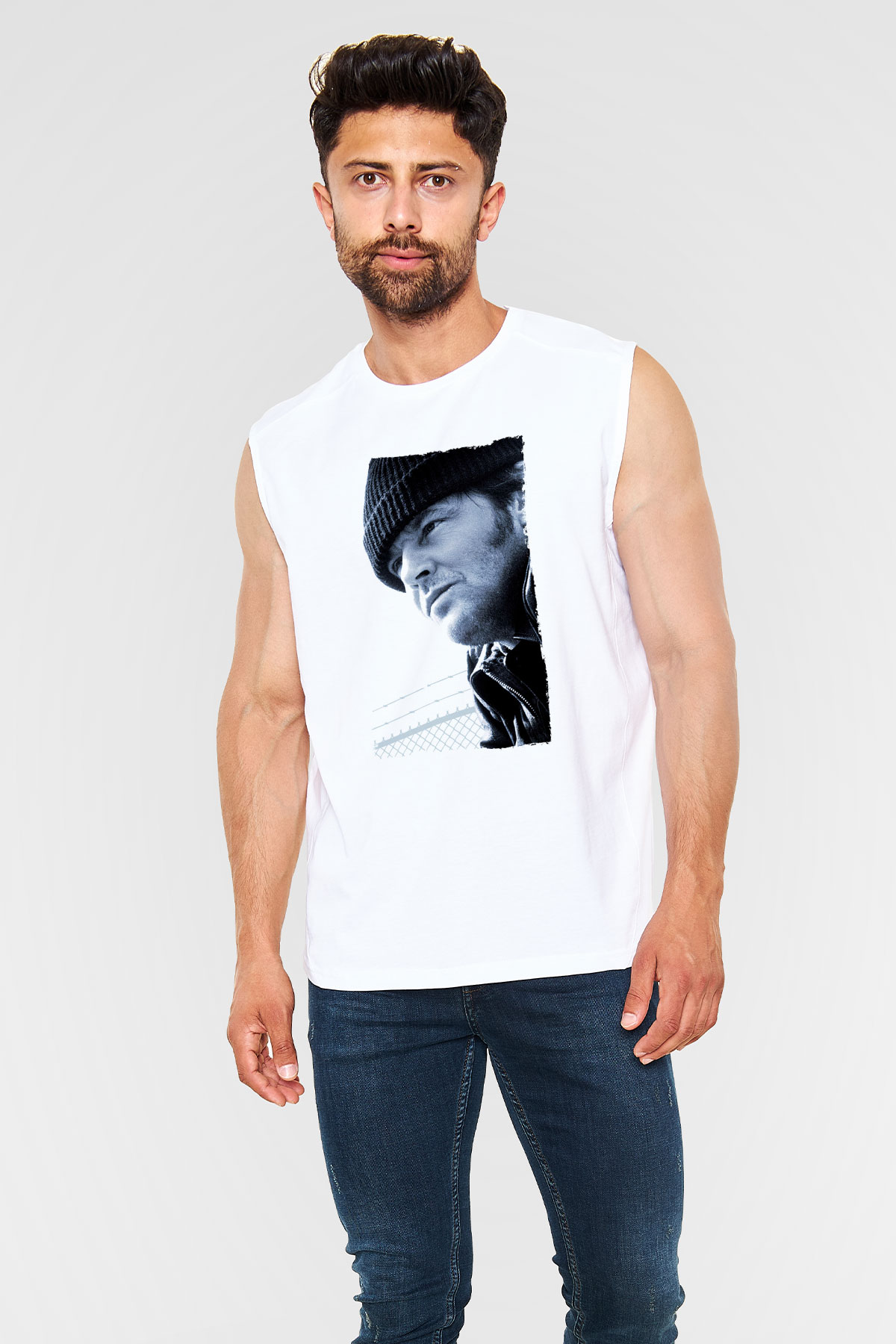 Unisex Guguk Kuşu (One Flew Over the Cuckoo's Nest) Baskılı Beyaz Kolsuz Tshirt