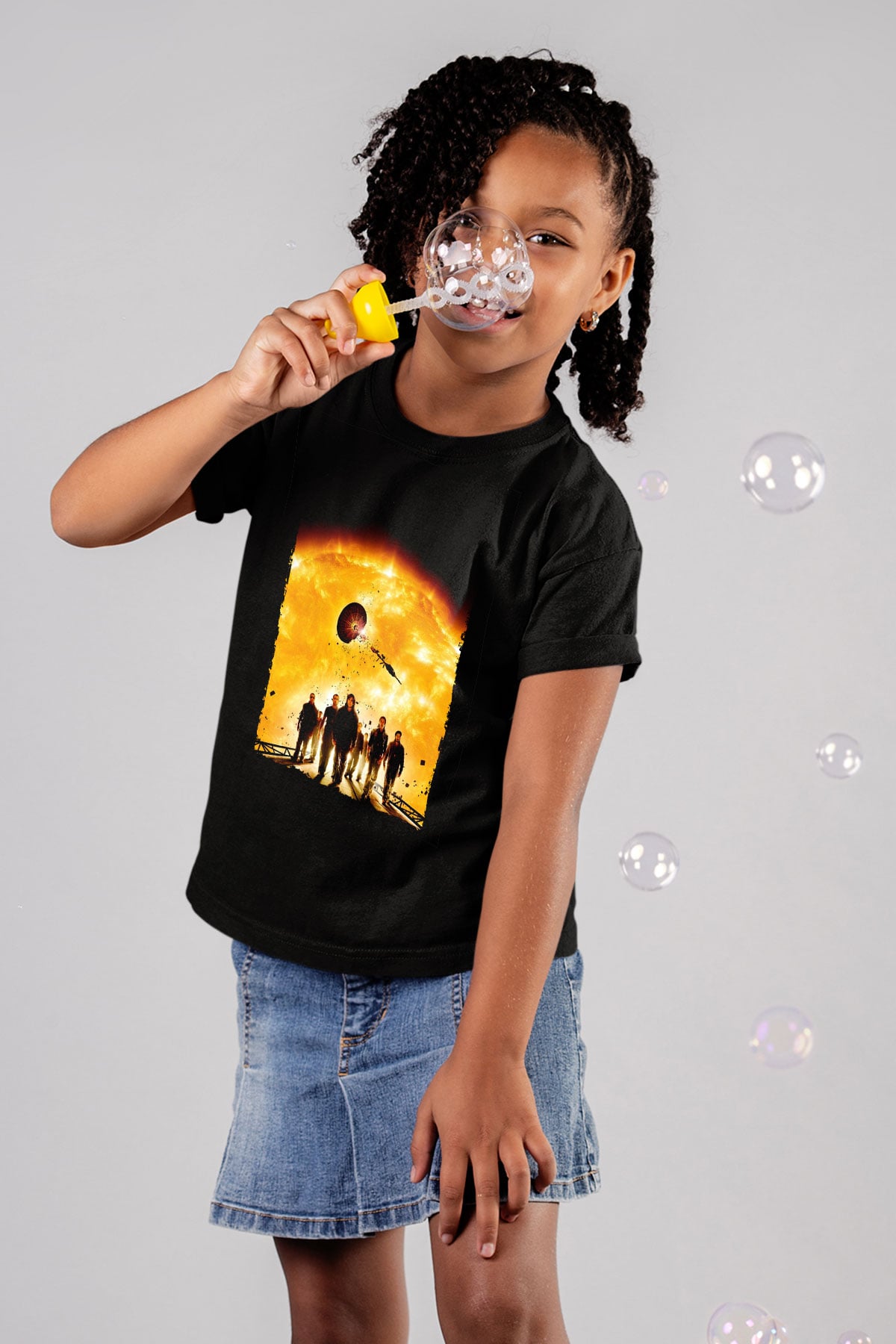 Unisex Gün Işığı (Sunshine) Baskılı Siyah Çocuk T-Shirt