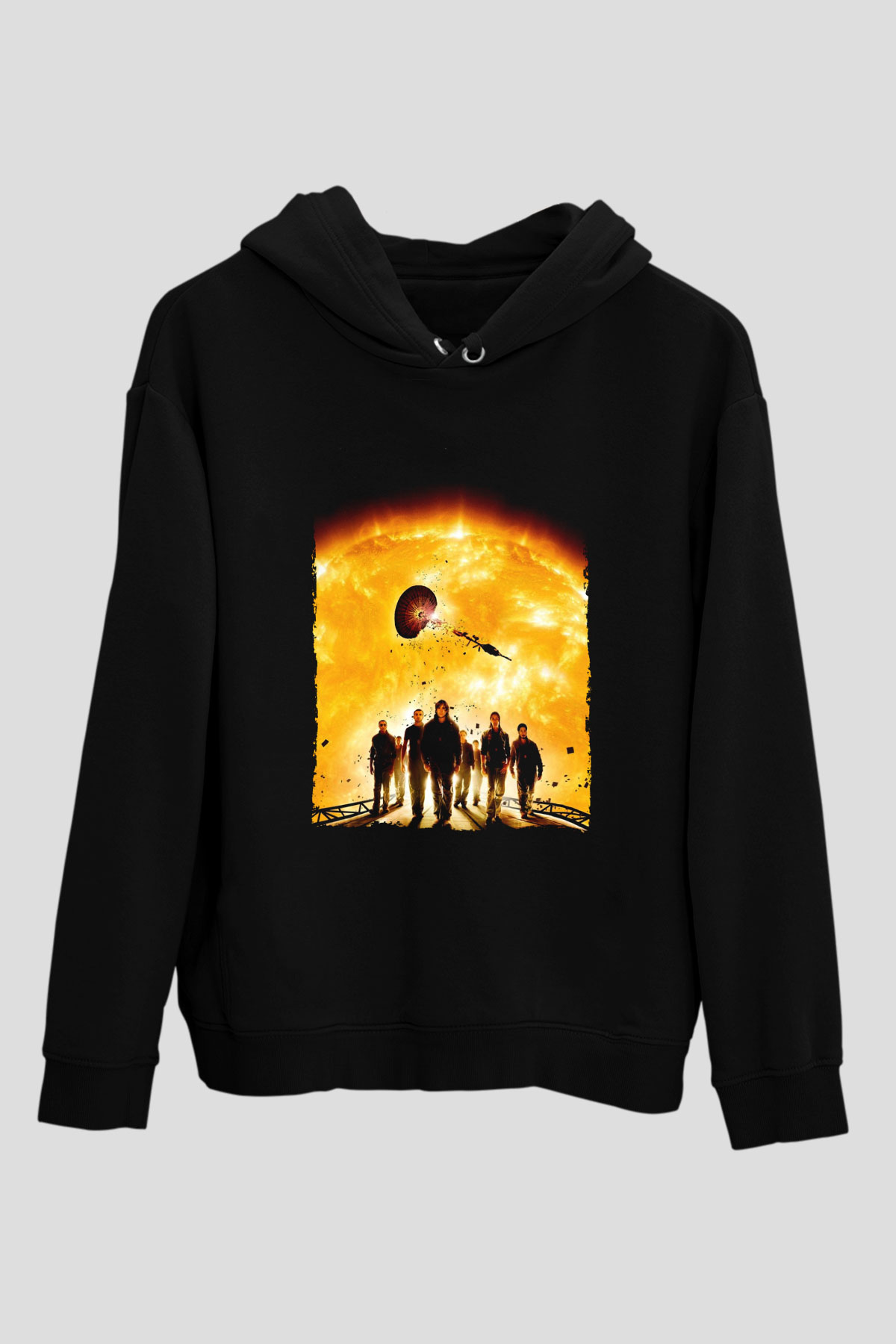 Unisex Gün Işığı (Sunshine) Baskılı Siyah Kapüşonlu Sweatshirt