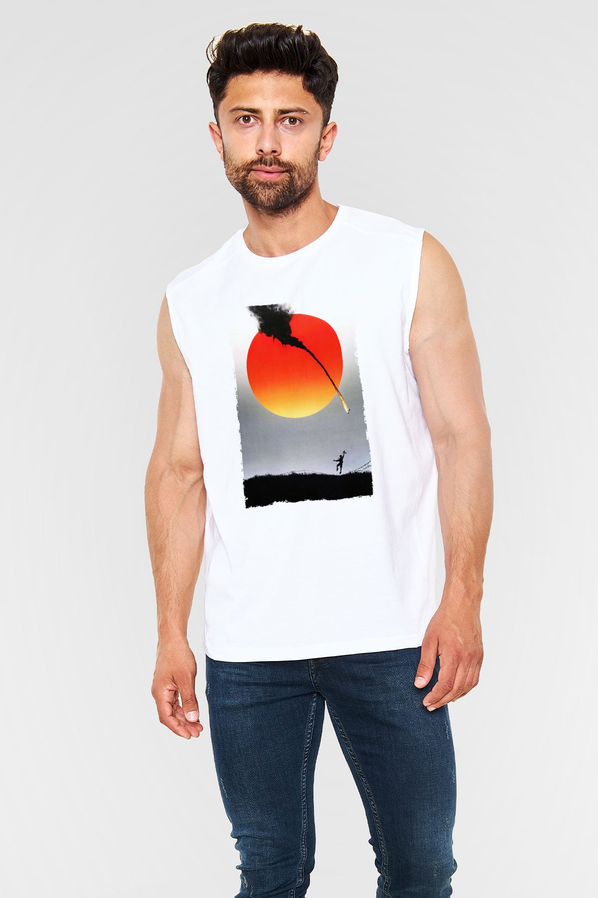 Unisex Güneş İmparatorluğu (Empire of the Sun) Baskılı Beyaz Kolsuz Tshirt