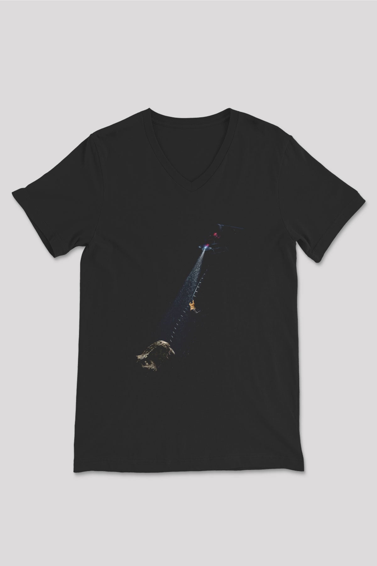 Unisex Hâkimiyet (Jurassic World Dominion) Baskılı Siyah V Yaka T-shirt
