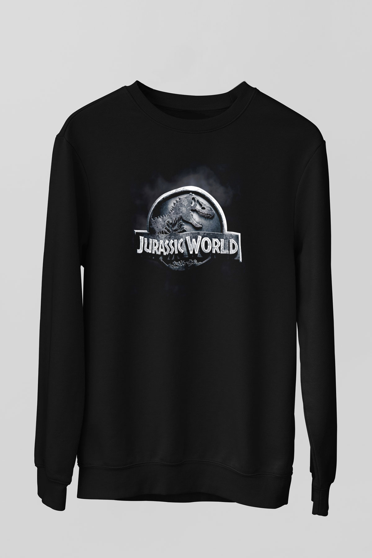 Unisex Hâkimiyet (Jurassic World Dominion) Baskılı Siyah Sweatshirt