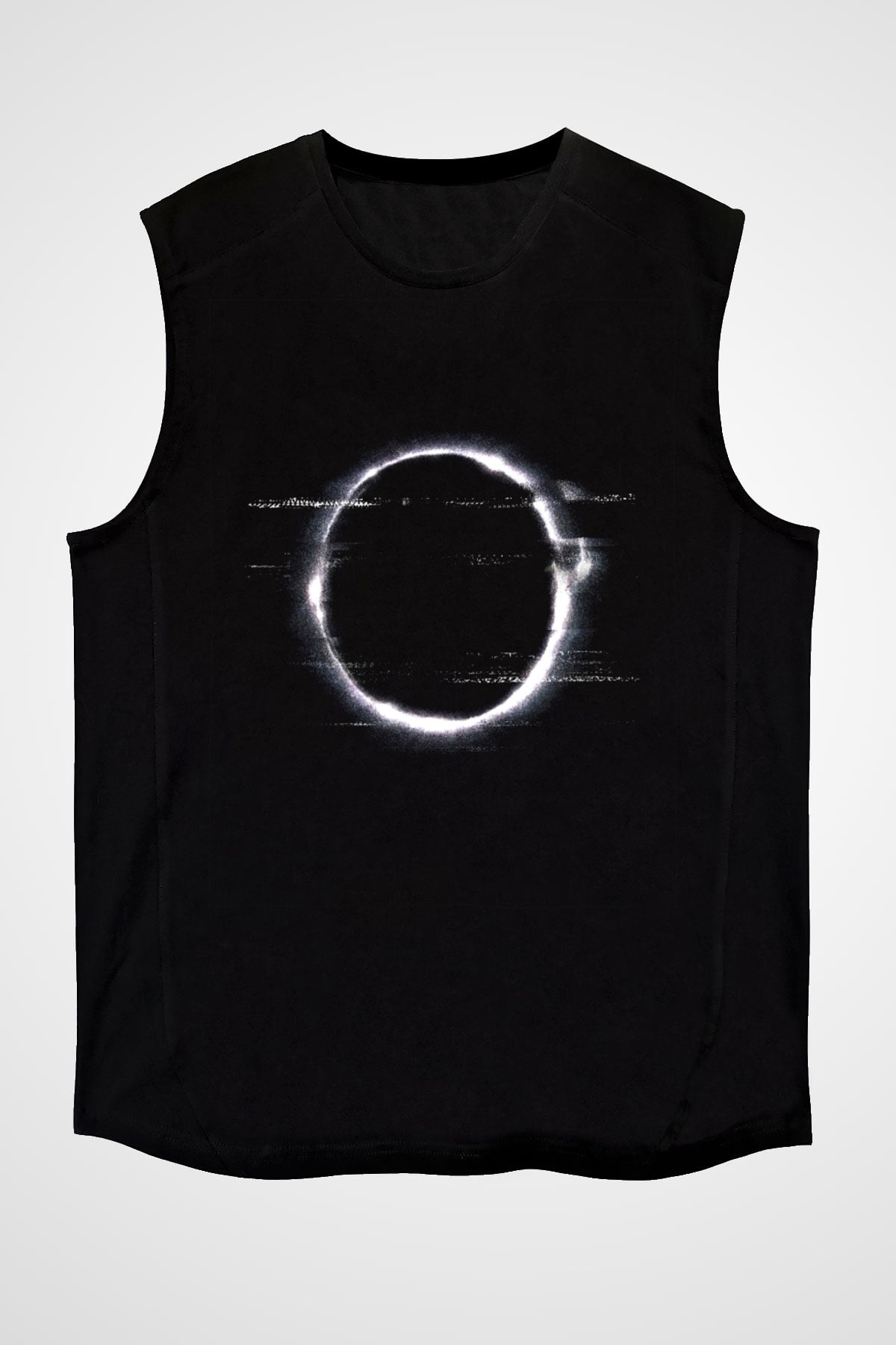 Unisex Halka (The Ring) Baskılı Siyah Kolsuz Tişört