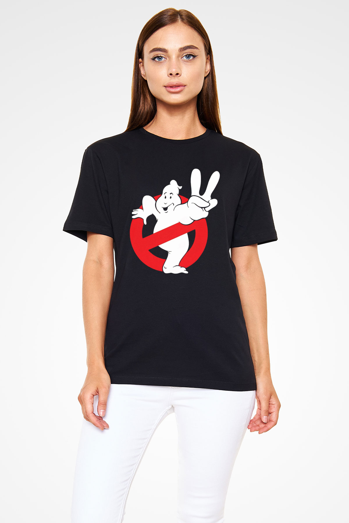 Unisex Hayalet Avcıları (Ghostbusters) Baskılı Siyah Tshirt