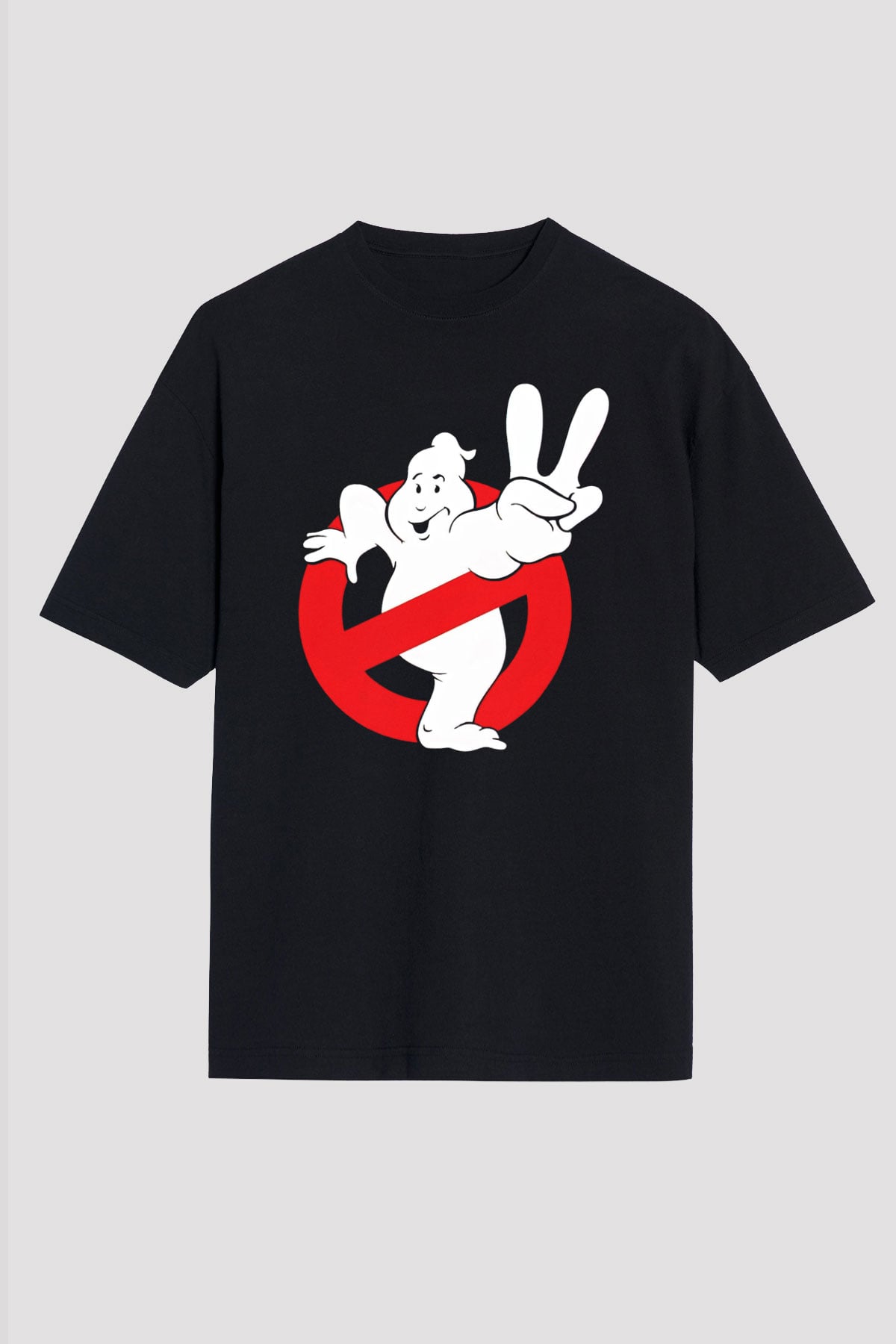 Unisex Hayalet Avcıları (Ghostbusters) Baskılı Siyah Oversize Tshirt