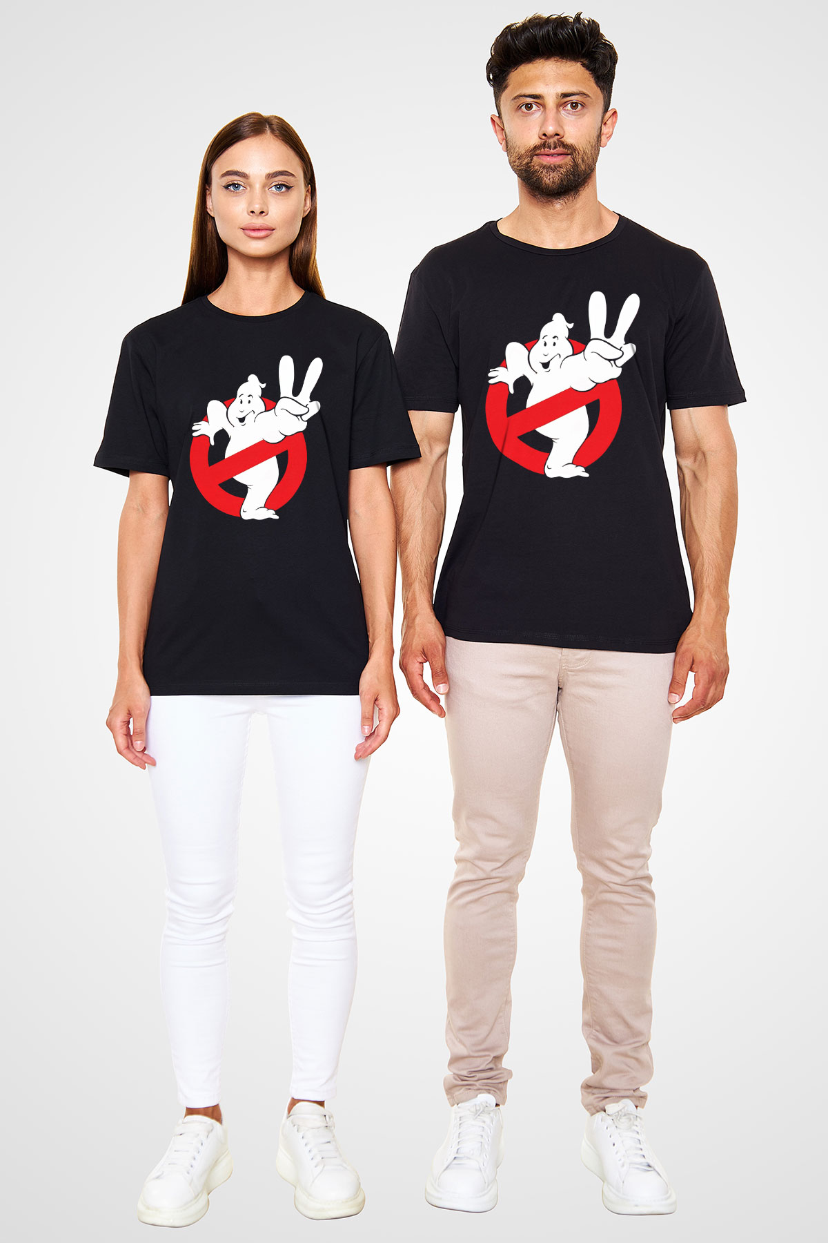 Unisex Hayalet Avcıları (Ghostbusters) Baskılı Siyah Tshirt