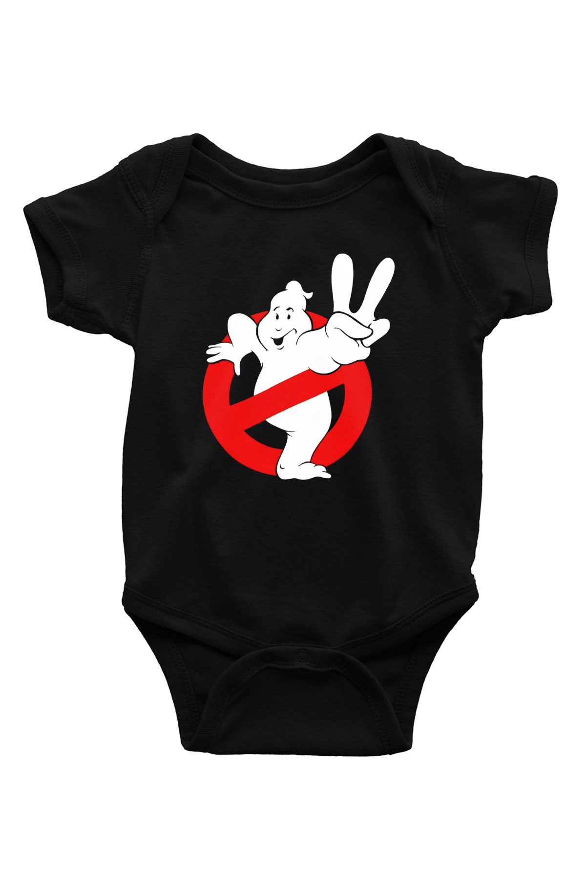 Unisex Hayalet Avcıları (Ghostbusters) Baskılı Siyah Bebek Body - Zıbın