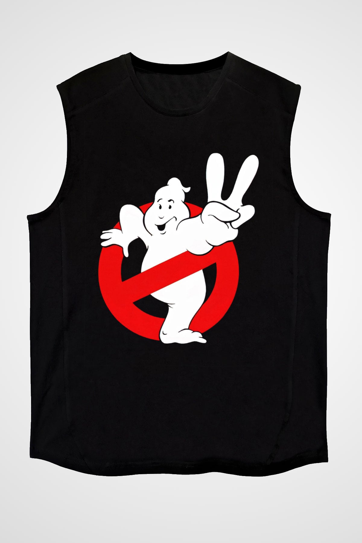 Unisex Hayalet Avcıları (Ghostbusters) Baskılı Siyah Kolsuz Tshirt