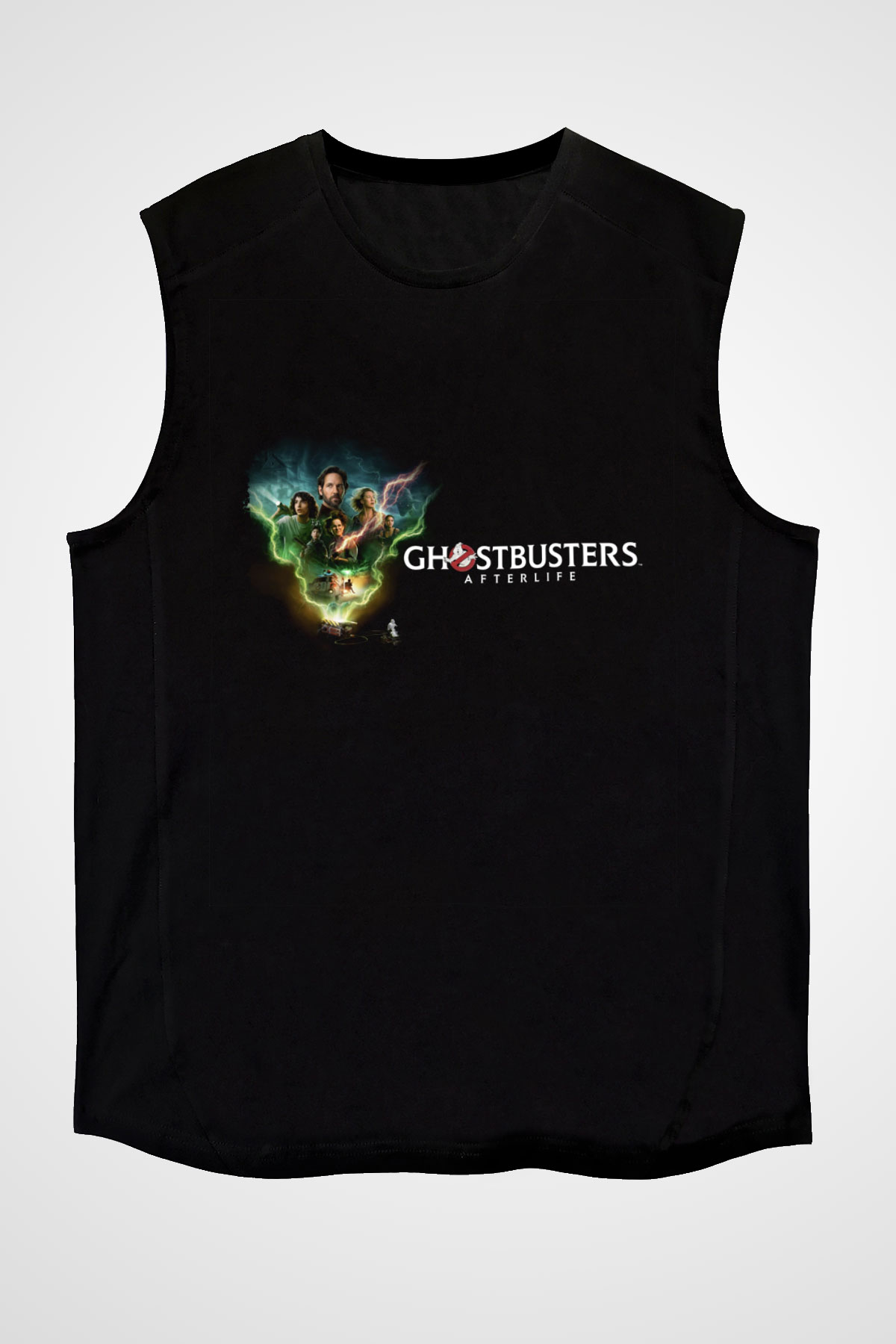 Unisex Hayalet Avcıları Öteki Dünya (Ghostbusters Afterlife) Baskılı Siyah Kolsuz Tshirt