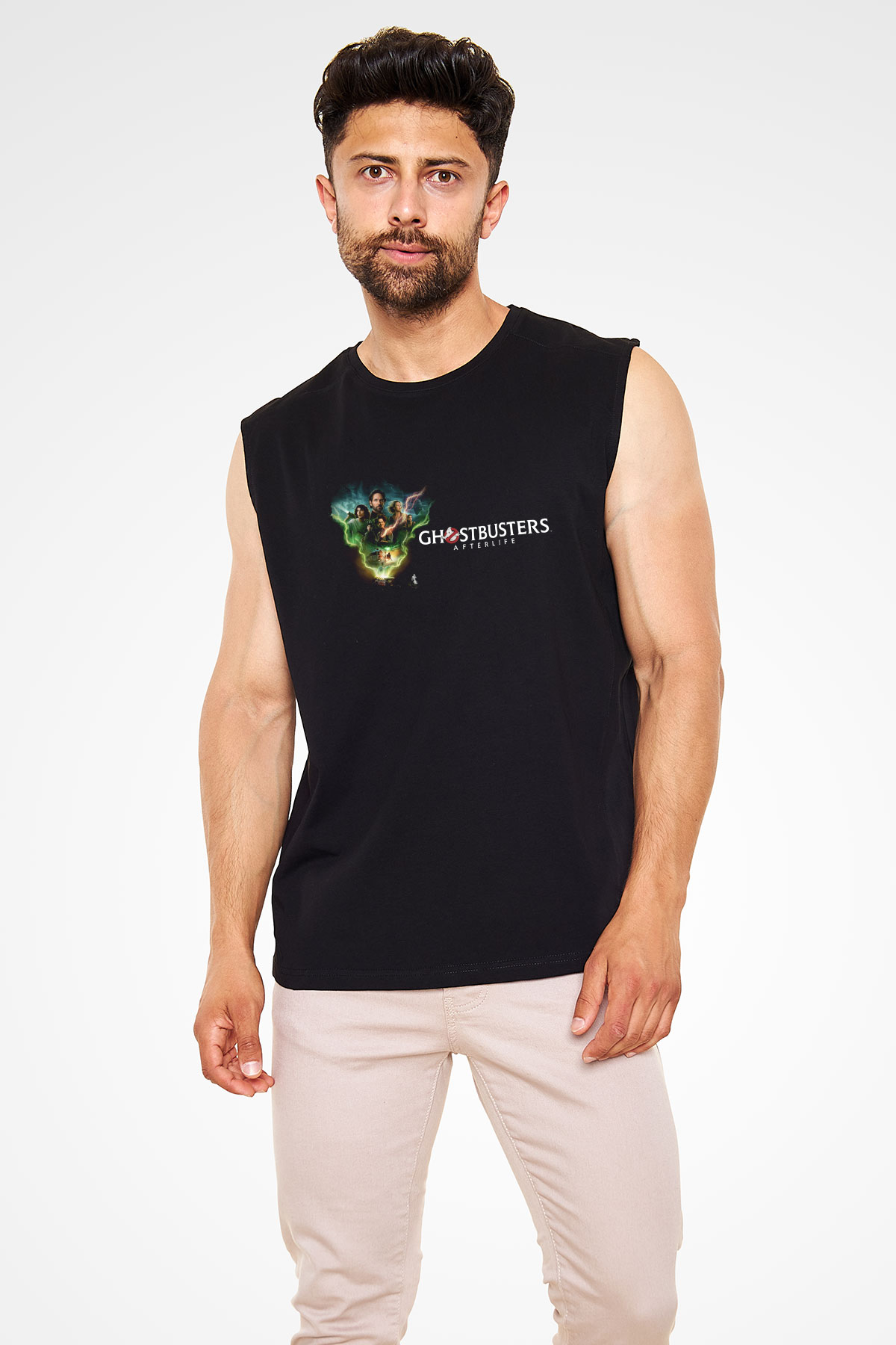 Unisex Hayalet Avcıları Öteki Dünya (Ghostbusters Afterlife) Baskılı Siyah Kolsuz Tshirt