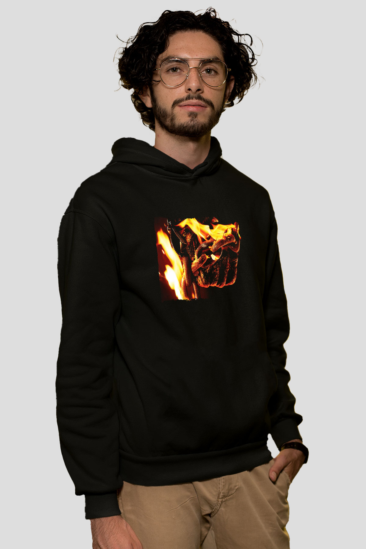 Unisex Hayalet Sürücü 2 İntikam Ateşi (Ghost Rider Spirit of Vengeance) Baskılı Siyah Kapüşonlu Sweatshirt