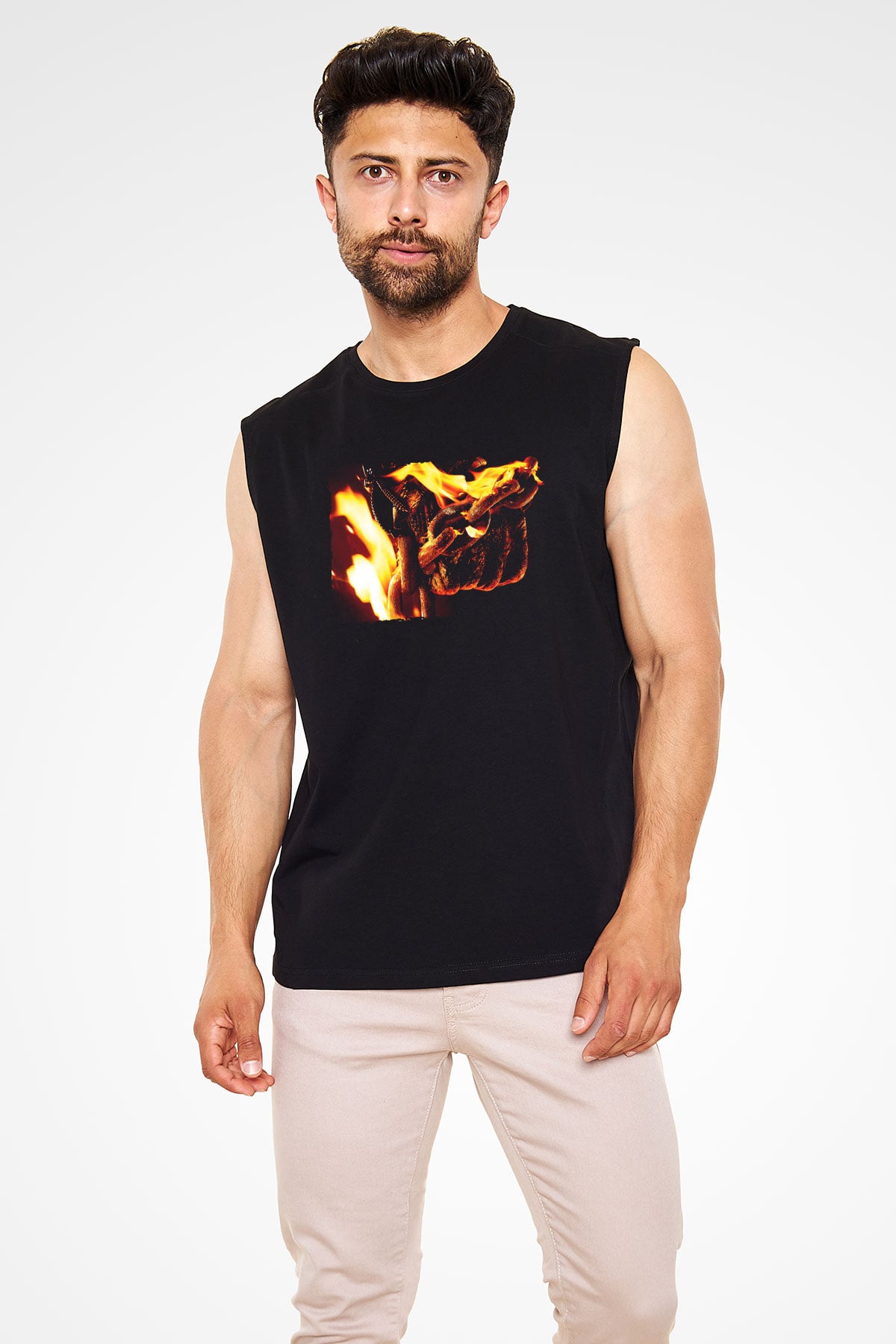 Unisex Hayalet Sürücü 2 İntikam Ateşi (Ghost Rider Spirit of Vengeance) Baskılı Siyah Kolsuz Tişört