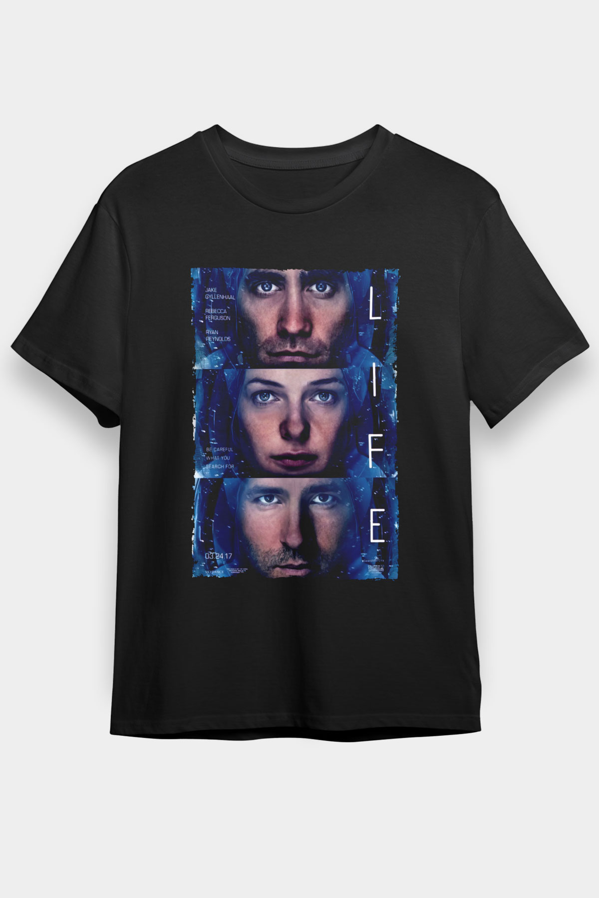 Unisex Hayat (Life) Baskılı Siyah Tişört